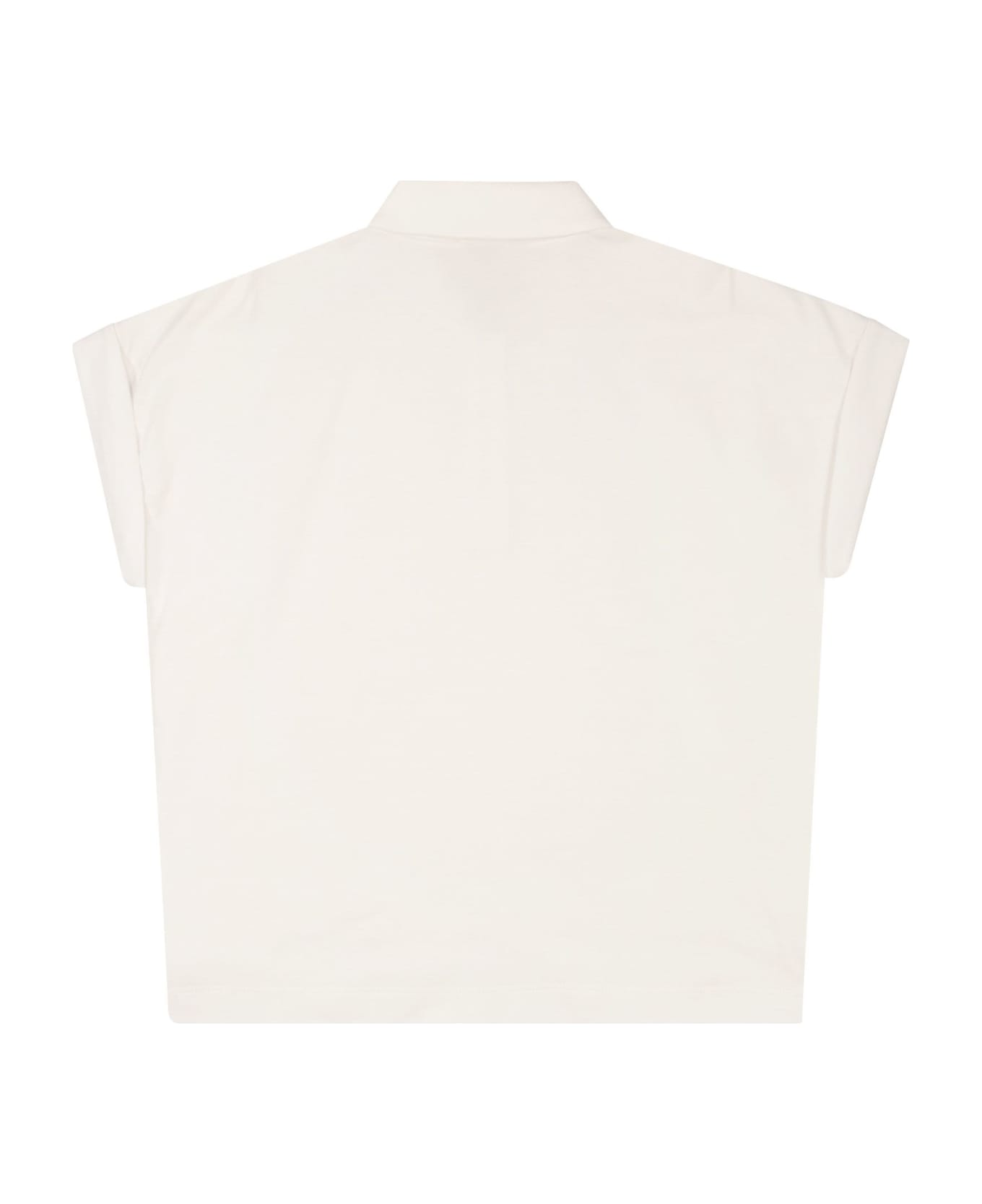 Brunello Cucinelli Light Cotton Jersey Polo Shirt With Dazzling Brushstoke Embroidery - White