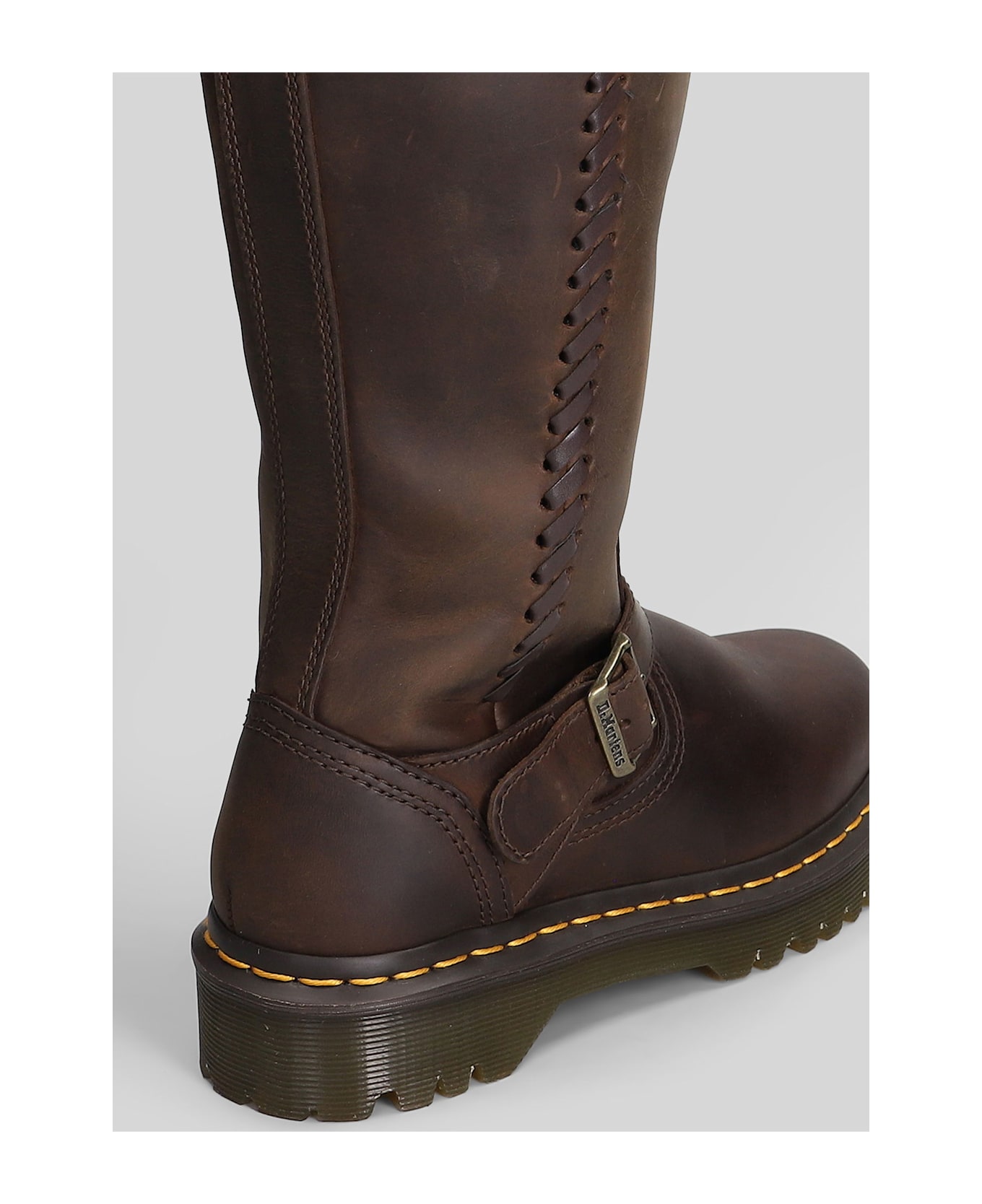 Dr. Martens Anistone Low Heels Boots In Brown Leather - brown