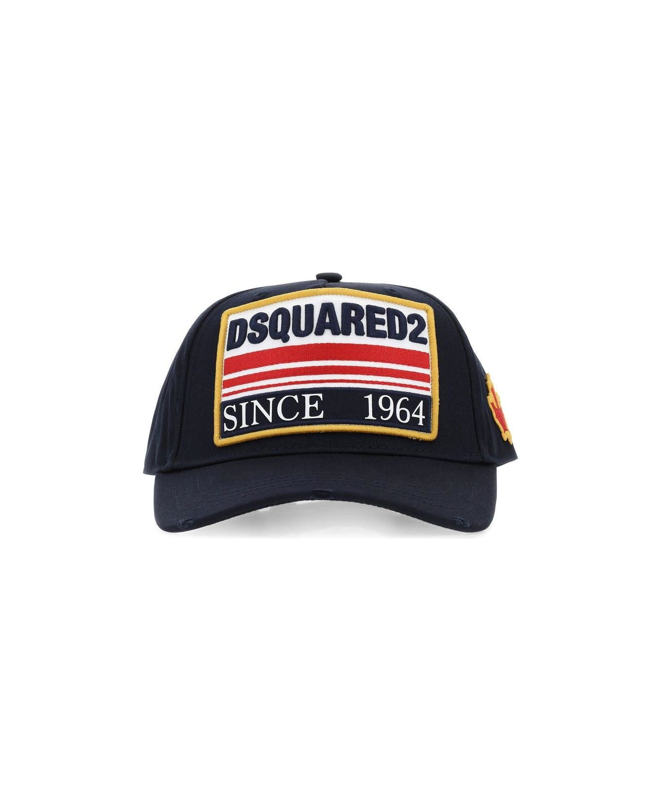 Dsquared2 Navy Blue Cotton Baseball Cap - Blue 帽子