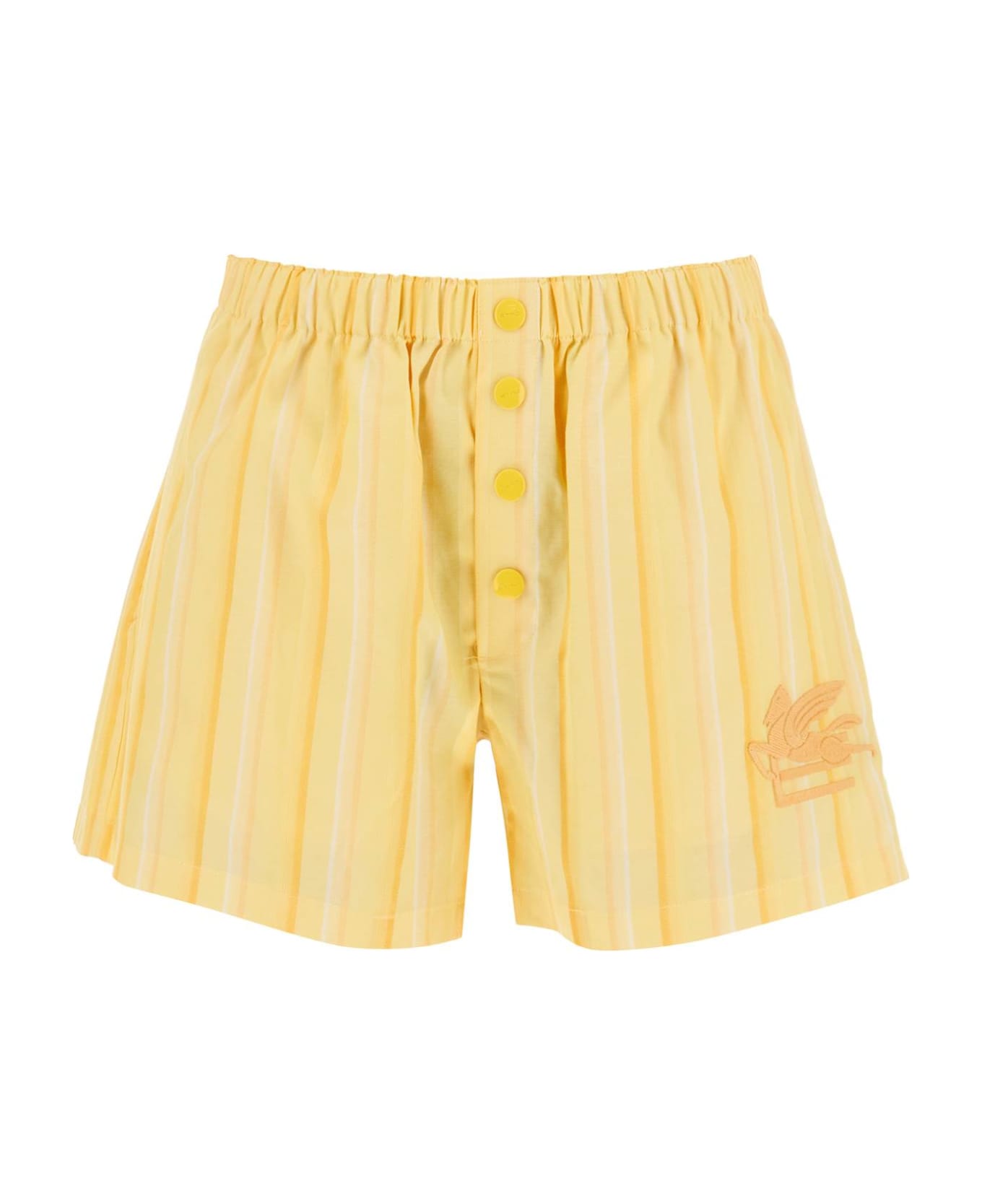Etro Striped Shorts With Logo Embroidery - YELLOW (Yellow)