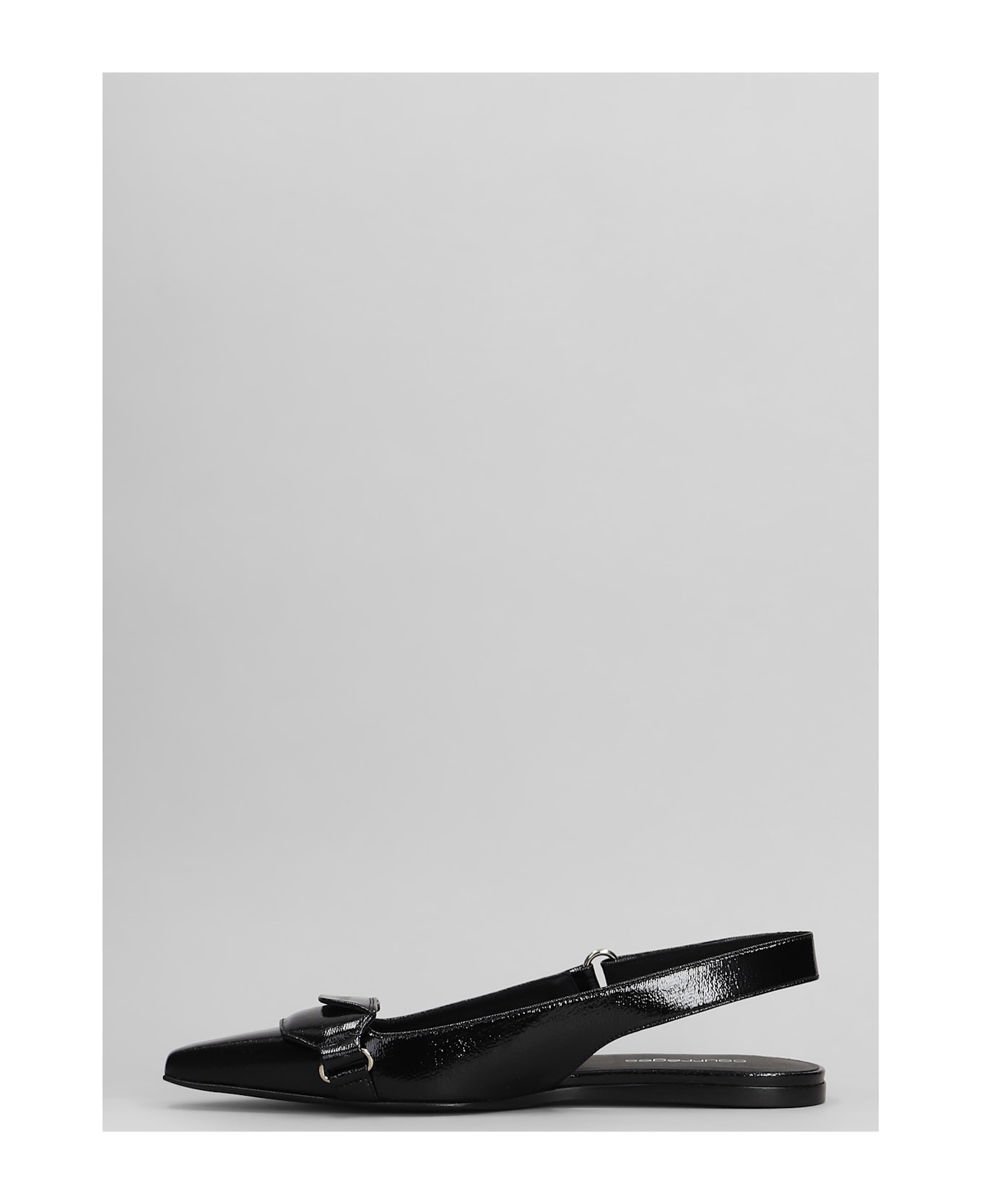 Courrèges Ballet Flats In Black Leather - Nero
