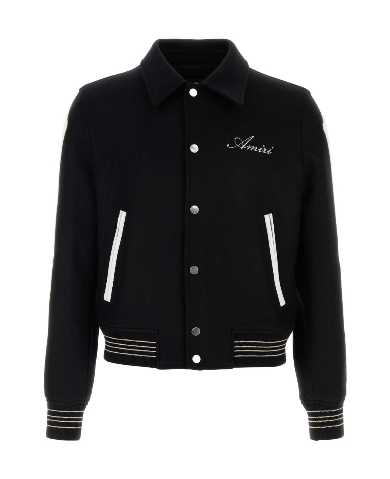AMIRI Black Wool Blend Bomber Jacket - BLACKWHITE