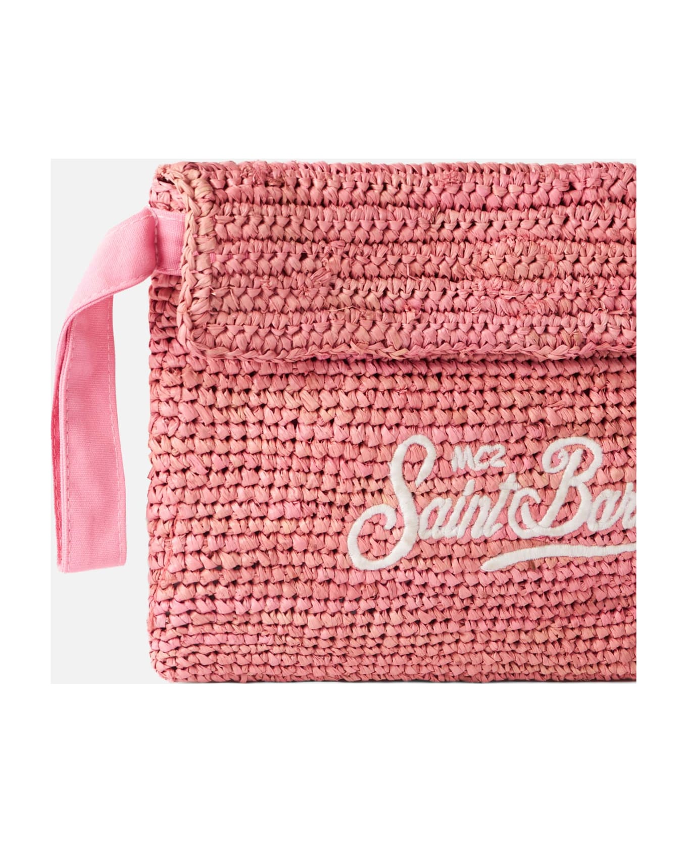 MC2 Saint Barth Raffia Pink Pouch Bag With Front Embroidery - PINK クラッチバッグ