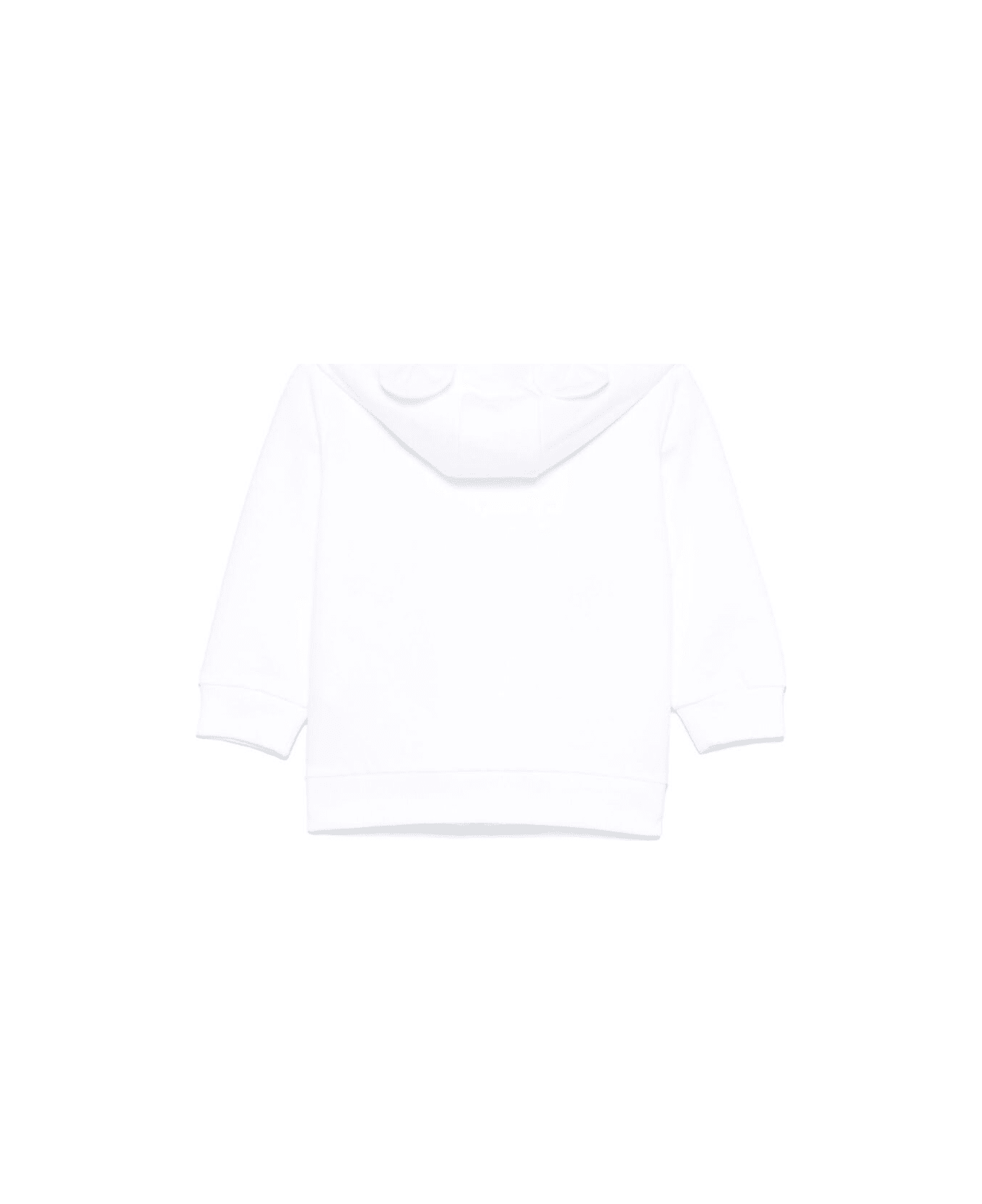 Moschino White Sweatshirt With Fixed Hood And Logo Detail On The Front In Cotton Baby - White