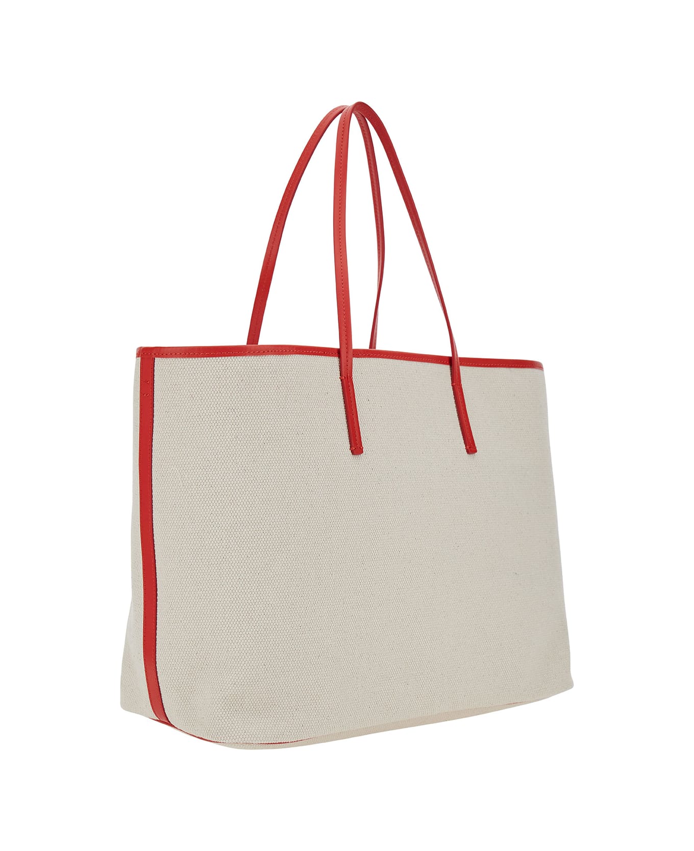 Marni 'small Janus' White Tote Bag With Logo Patch In Cotton Woman - White