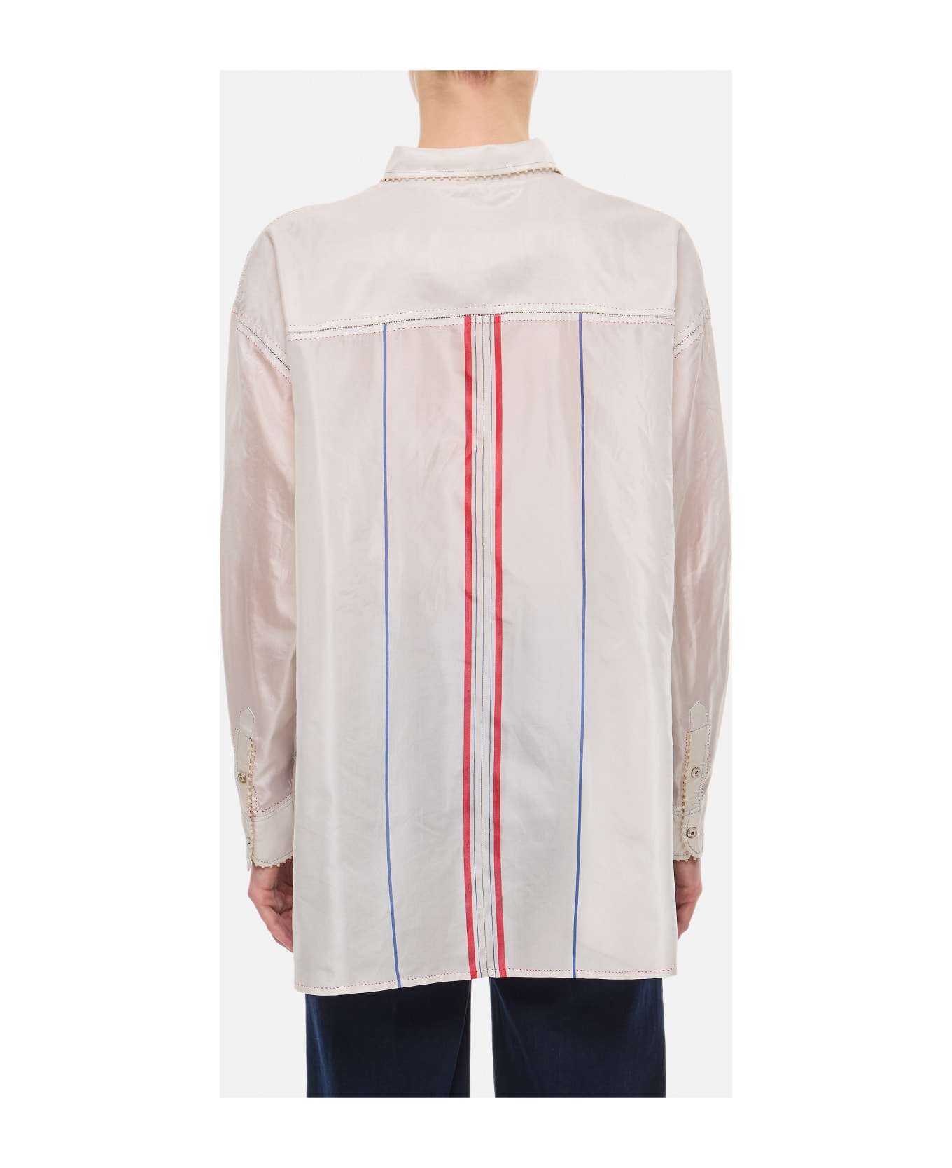 Péro Silk Oversize Shirt - White