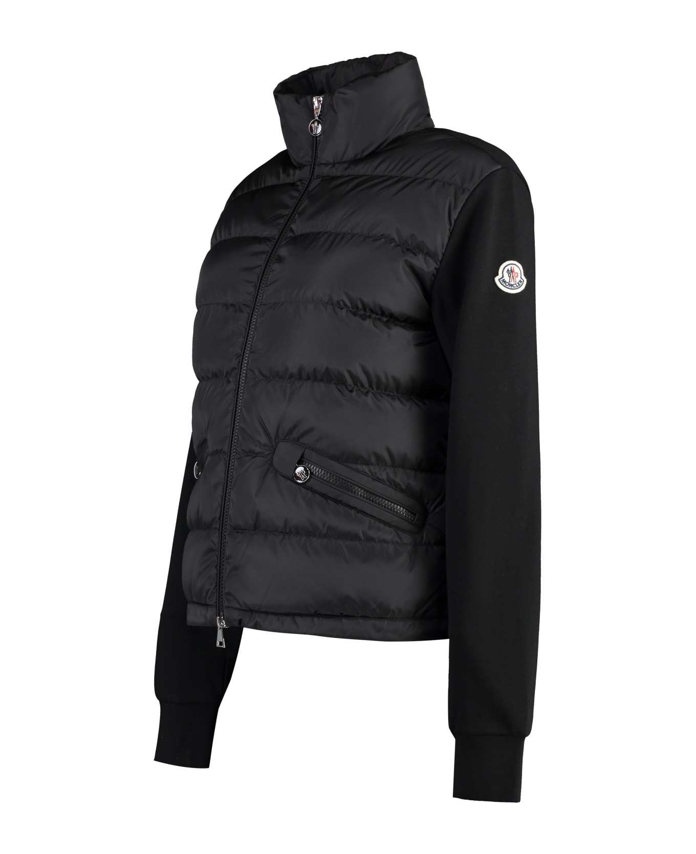 Moncler Cardigan With Padded Front Panel - Black