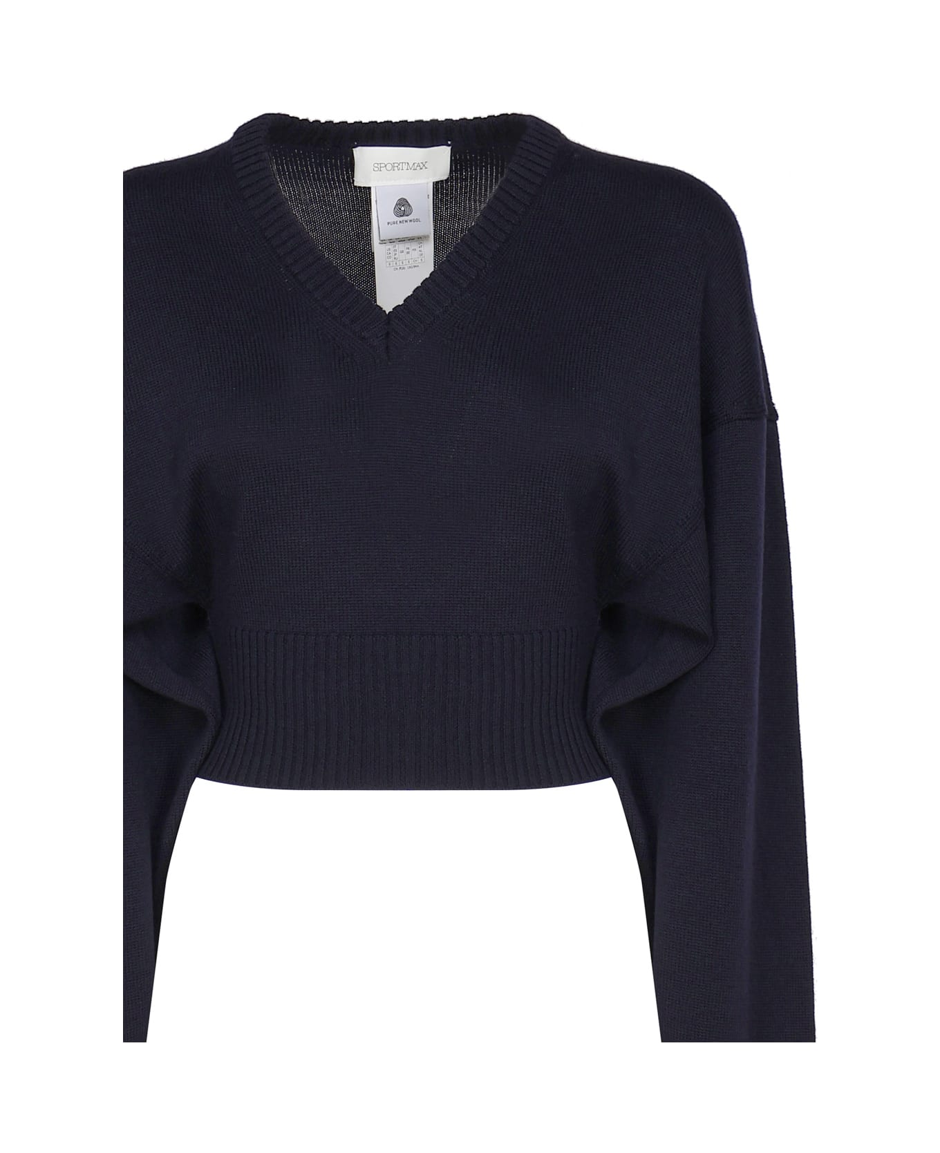 SportMax Wool Crop Sweater - Blu marino