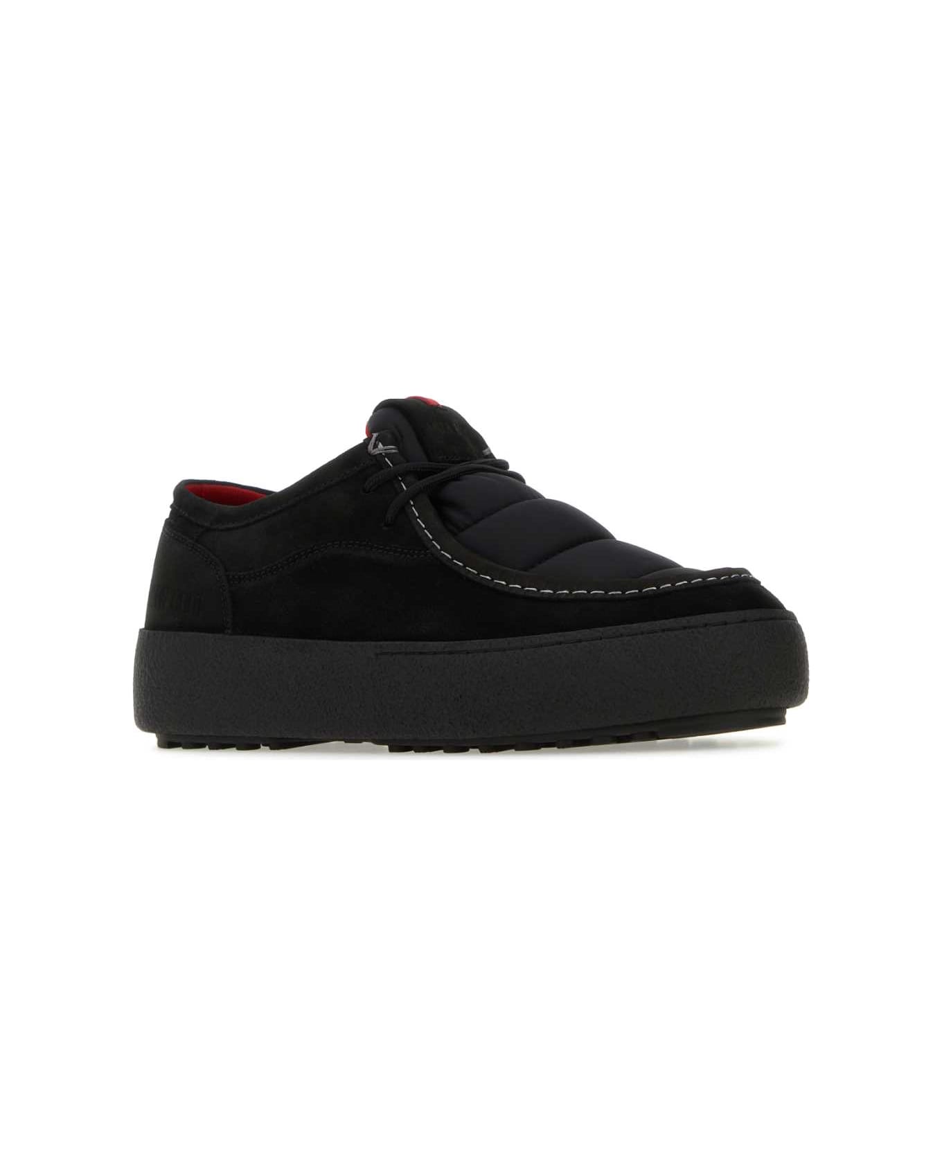 Moon Boot Black Suede And Nylon Mtrack Low Ankle Boots - Black