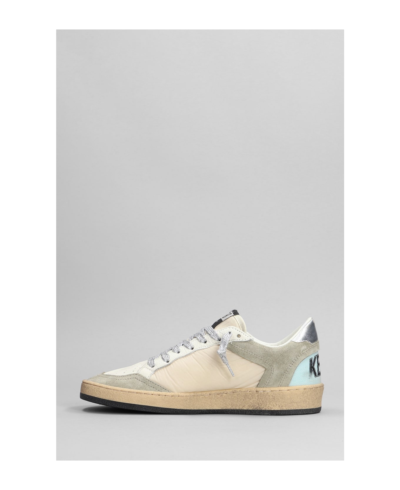 Golden Goose Ball Star Sneakers In Beige Leather And Fabric - beige