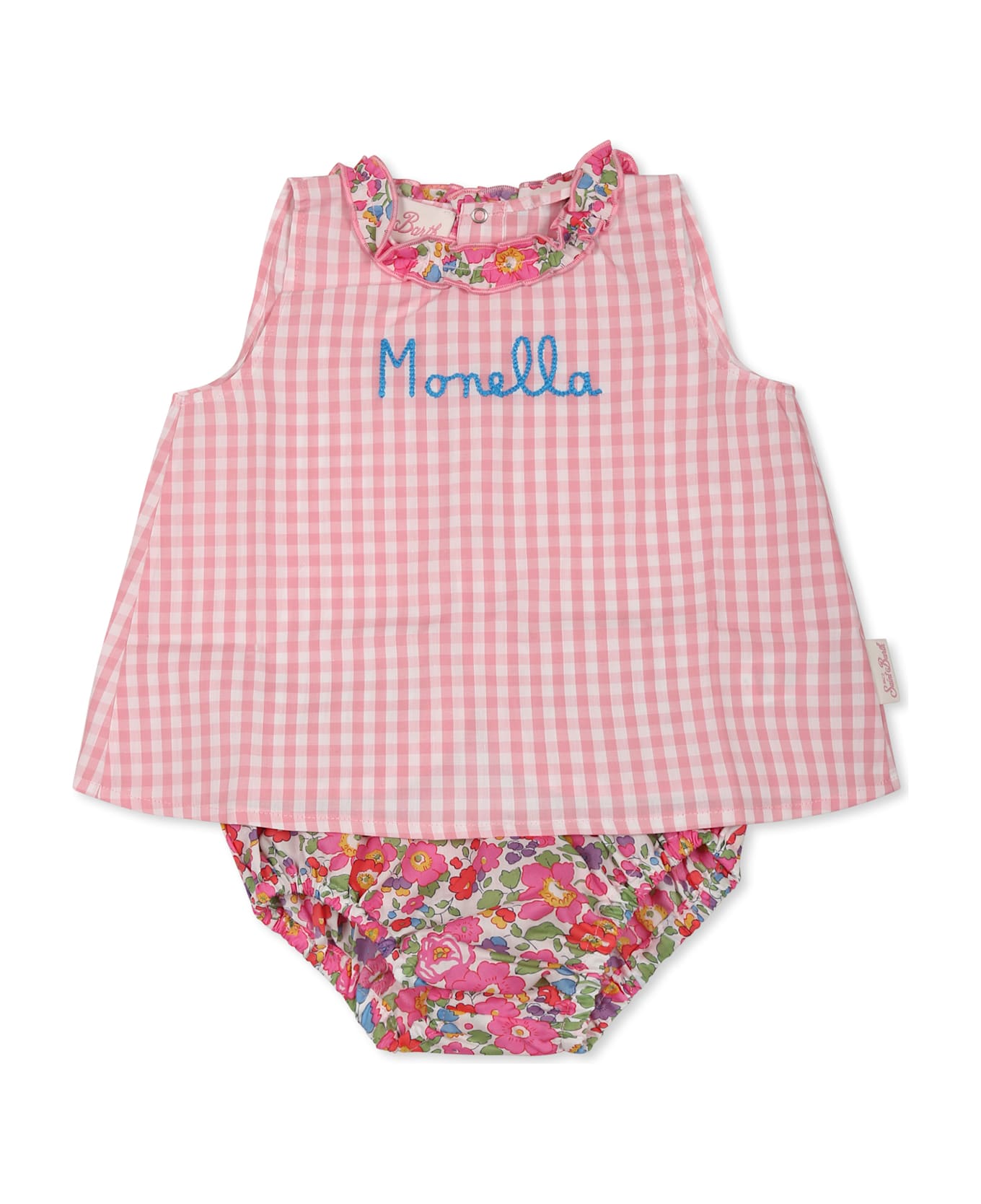 MC2 Saint Barth Pink Suit For Baby Girl With Writing - Pink