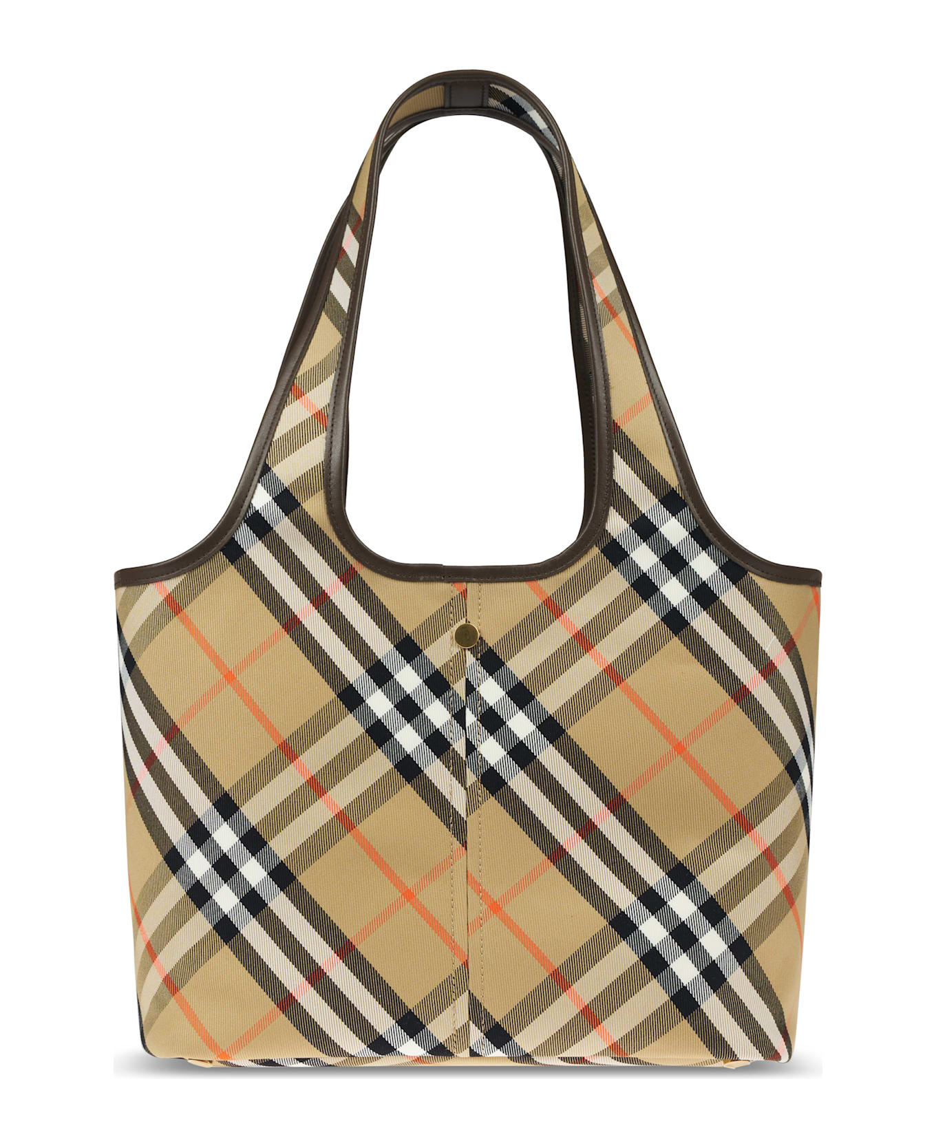 Burberry Brown Leather House Check Small Banner Tote Bag | eBay
