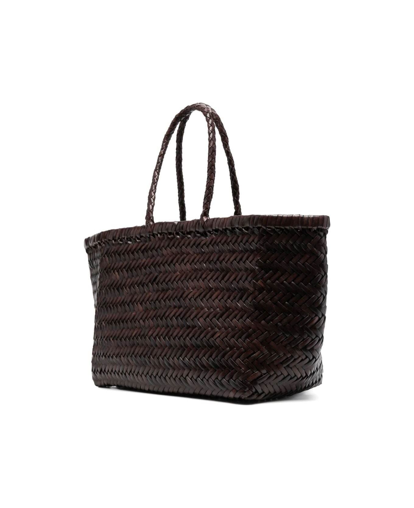 Dragon Diffusion 
triple Jump
 Brown Small Tote Bag In Braided Leather Woman - Brown