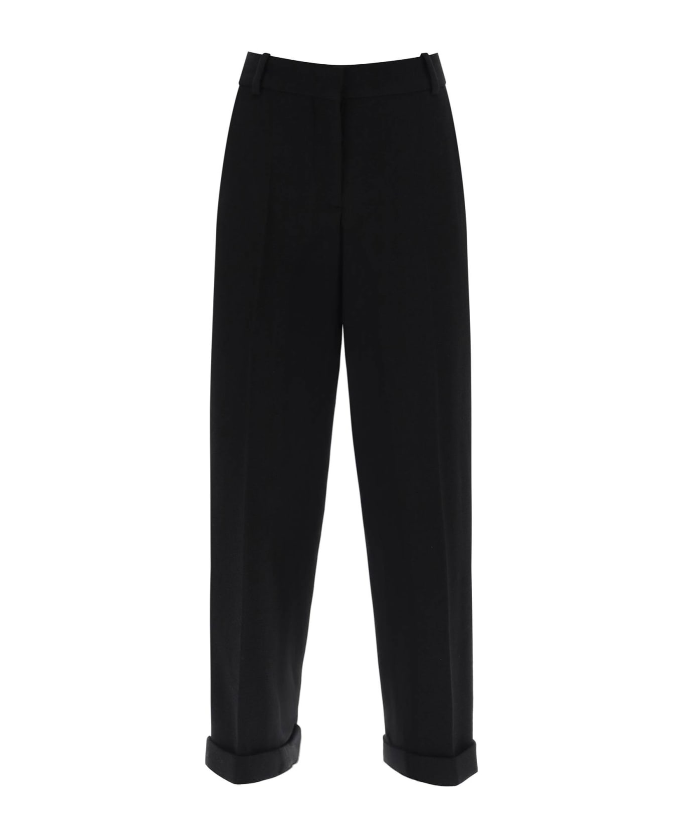 Balmain Cuffed Wool Crepe Trousers - NOIR (Black) ボトムス