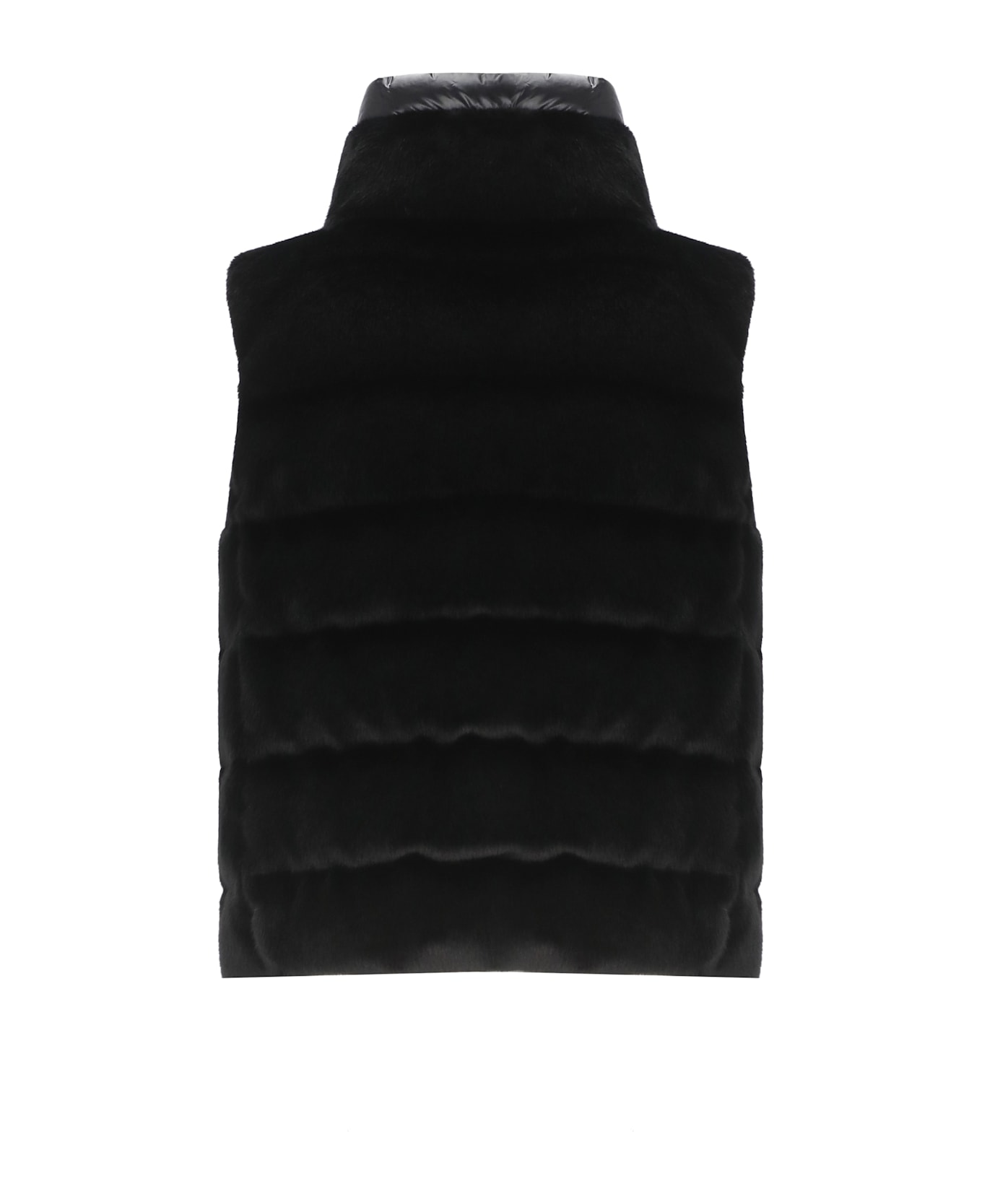 Herno Vest With Faux Fur - Black