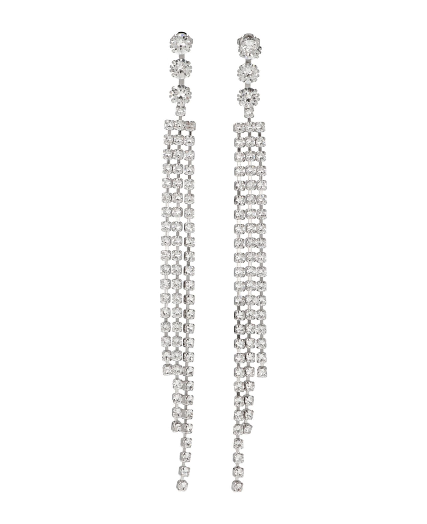 Isabel Marant Fringe Crystal Earrings - TRANSPARENT SILVER