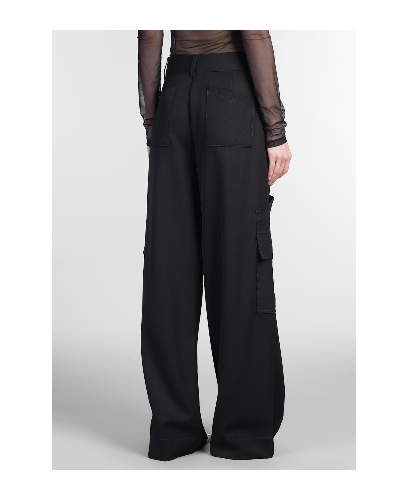 Off-White Pants In Black Wool - black