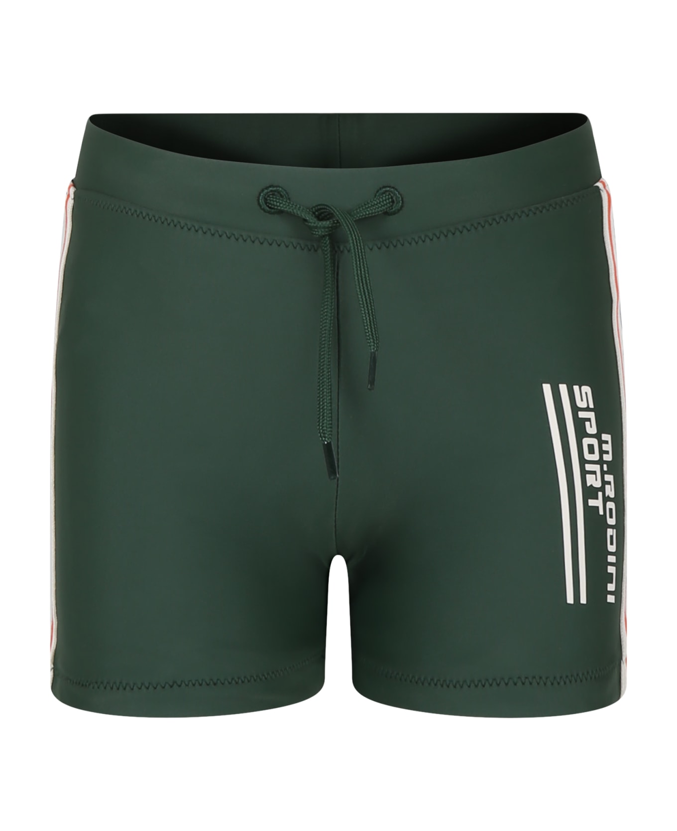 Mini Rodini Green Swim Shorts For Boy With Logo - Green