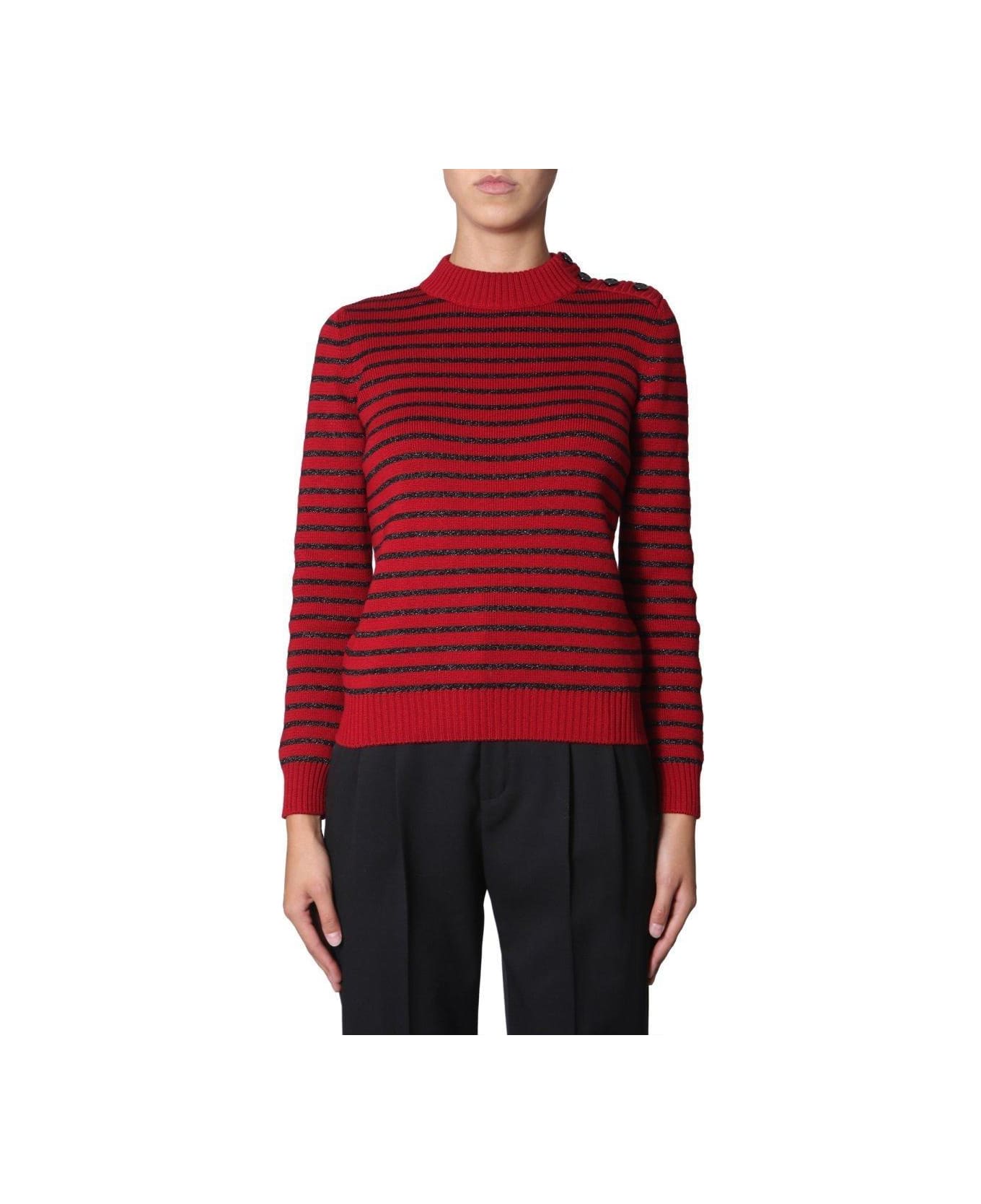 Saint Laurent Striped Knit Sweater - RED