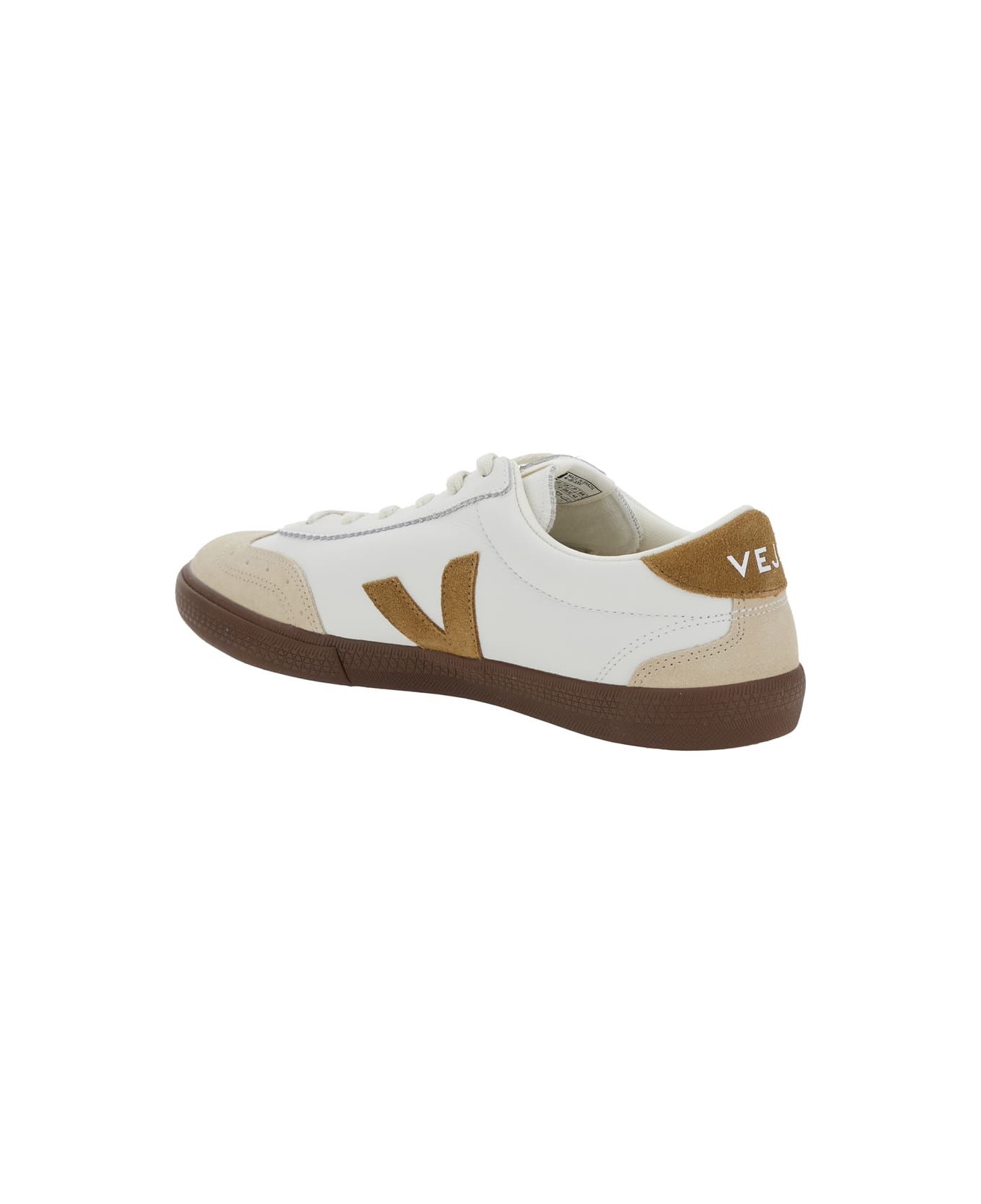 Veja 
volley
 White Low Top Sneakers With Contrasting Heel With Logo Lettering And Logo Patch On The Side In Leather Unisex - White