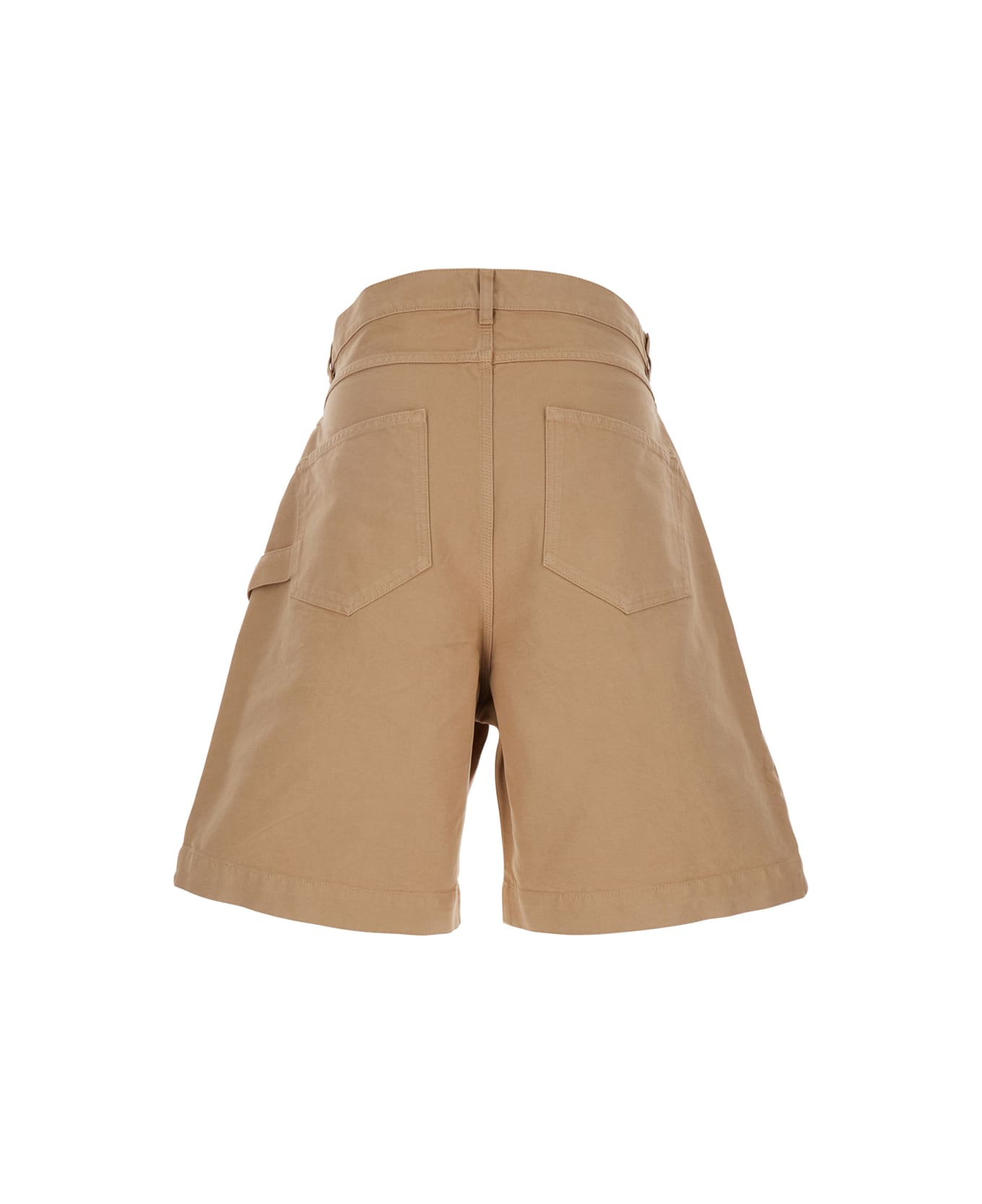 J.W. Anderson Beige Bermuda Shorts With Patch Pocket With Logo On The Front In Cotton Man - Beige