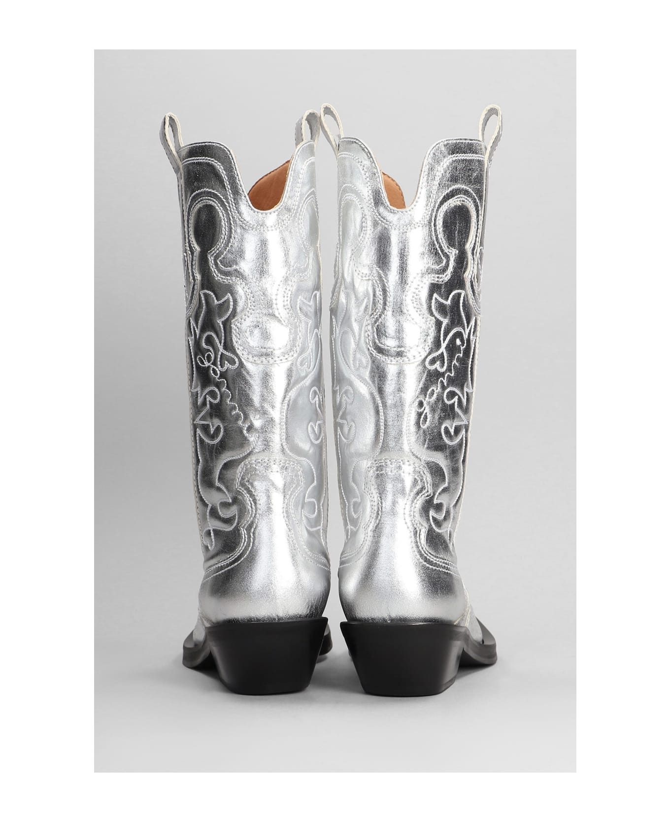 Ganni Western Boot - Silver