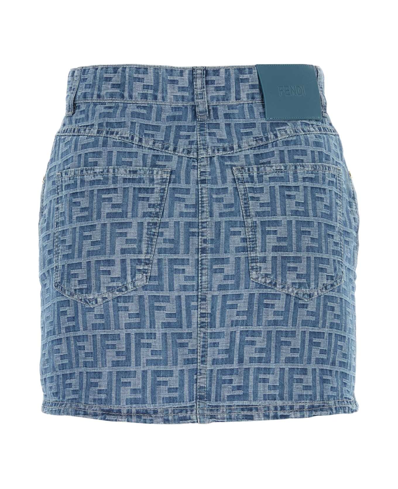 Fendi Embroidered Denim Mini Skirt - VIOLETBLUE