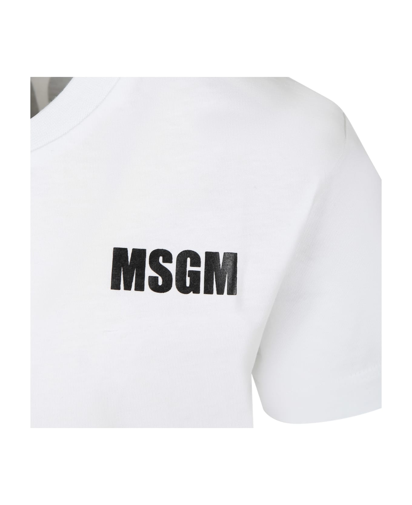 MSGM White T-shirt For Kids With Logo - White