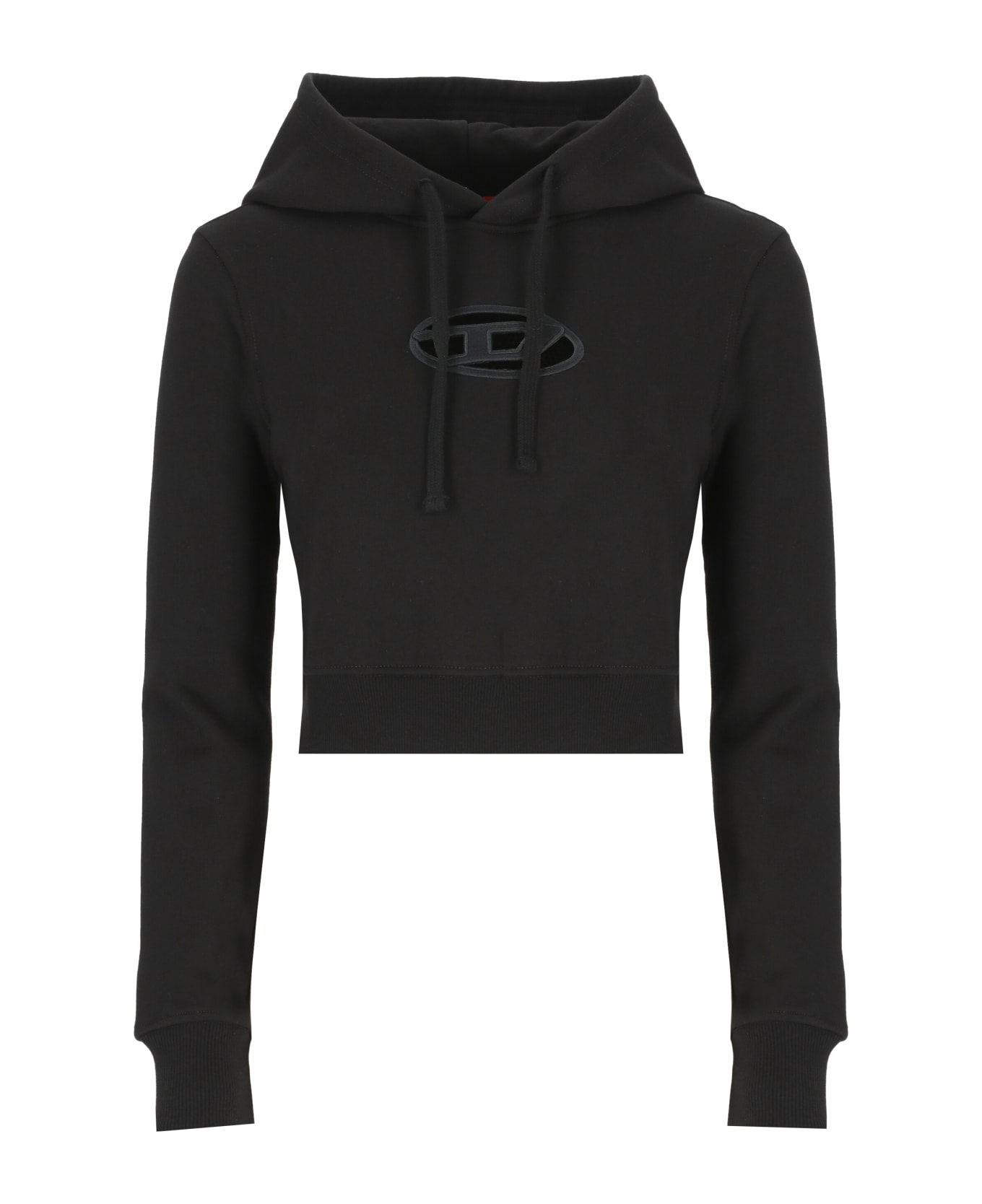 Diesel F-slimmy-hood-od Cut-out Oval D Logo Hoodie - Black