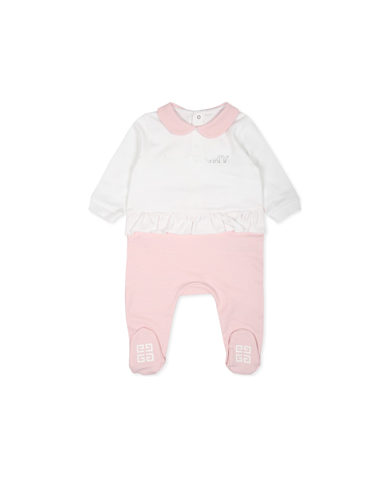 Givenchy Pink Babygrow Set For Baby Girl With Logo - Multicolor