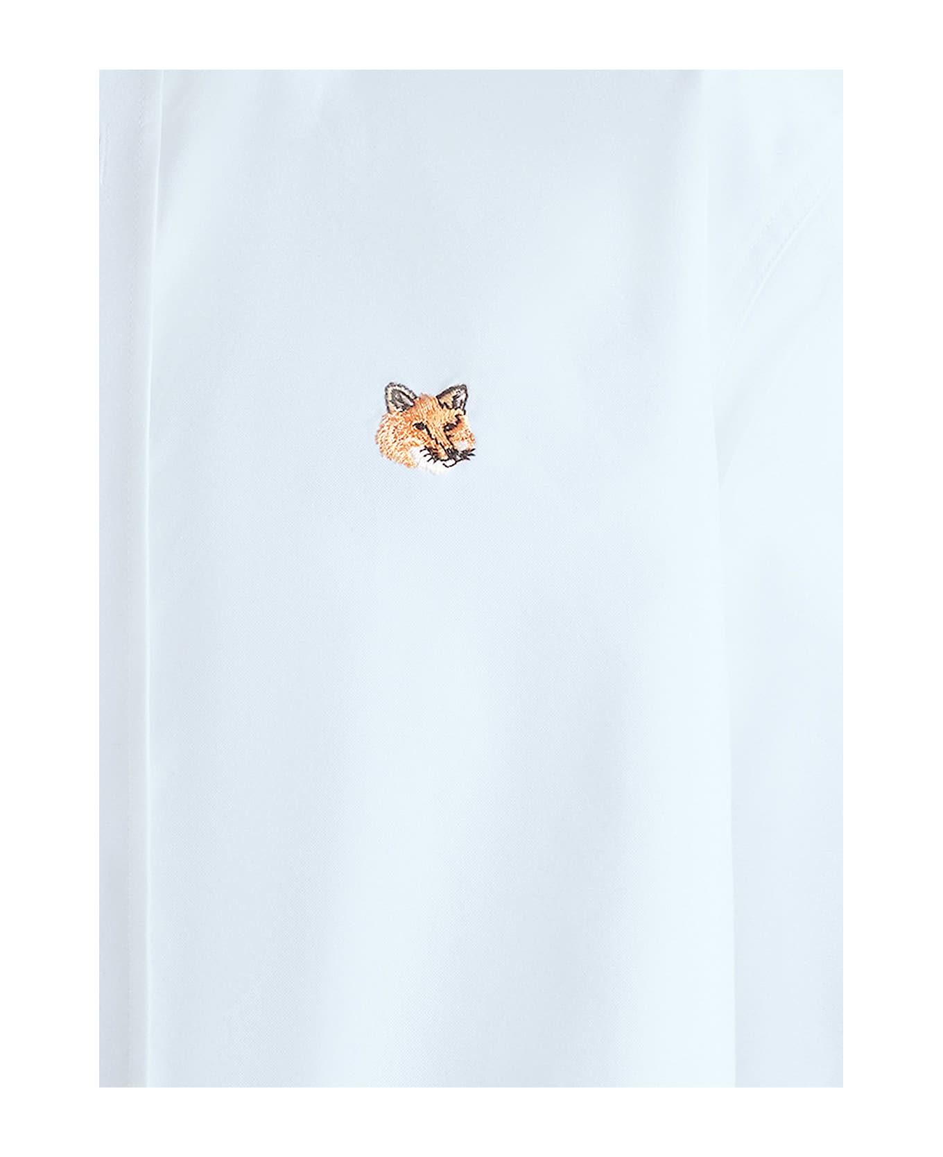 Maison Kitsuné Oxford Cotton Shirt With Embroidered Foxy Logo - Blue