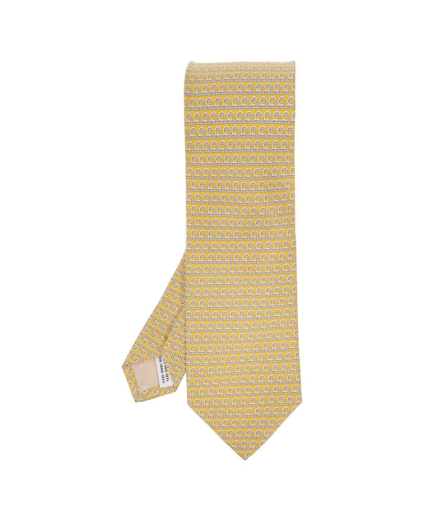 Ferragamo Allover Logo Printed Tie - Yellow ネクタイ