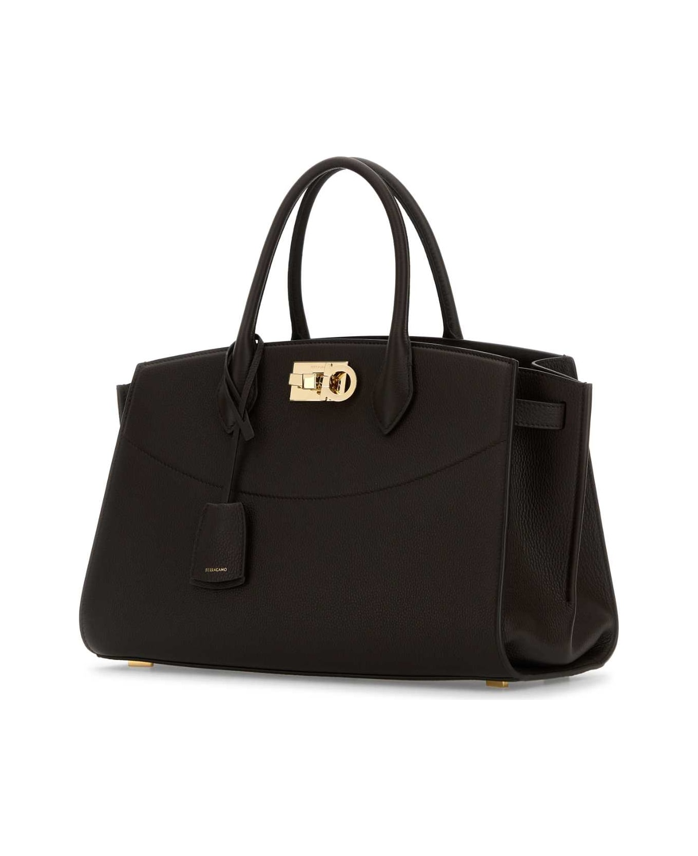 ハンドバッグ Salvatore Ferragamo Leather Large Studio Soft Handbag Ferragamo Dark Brown Leather Large Studio Soft Handbag