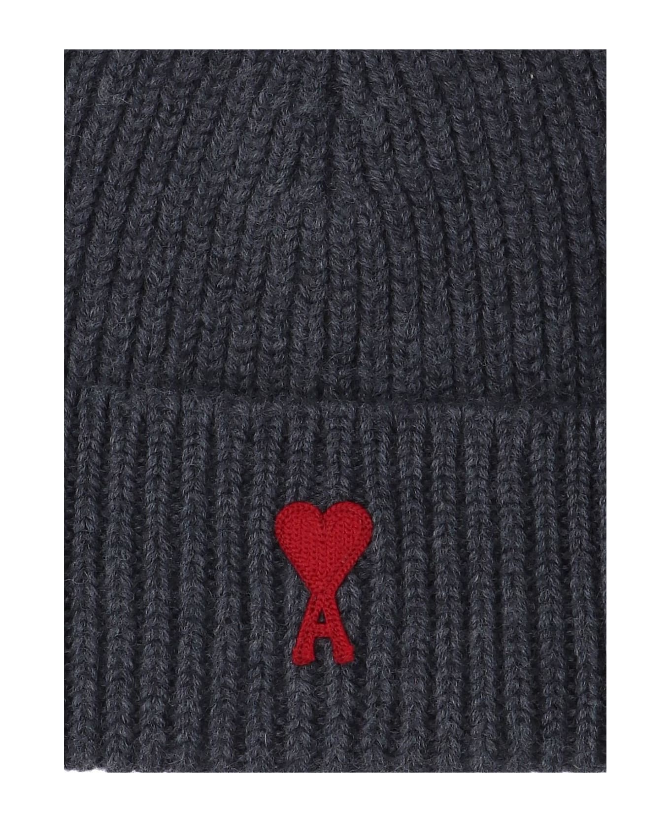 Ami Alexandre Mattiussi Logo Beanie - Grey 帽子