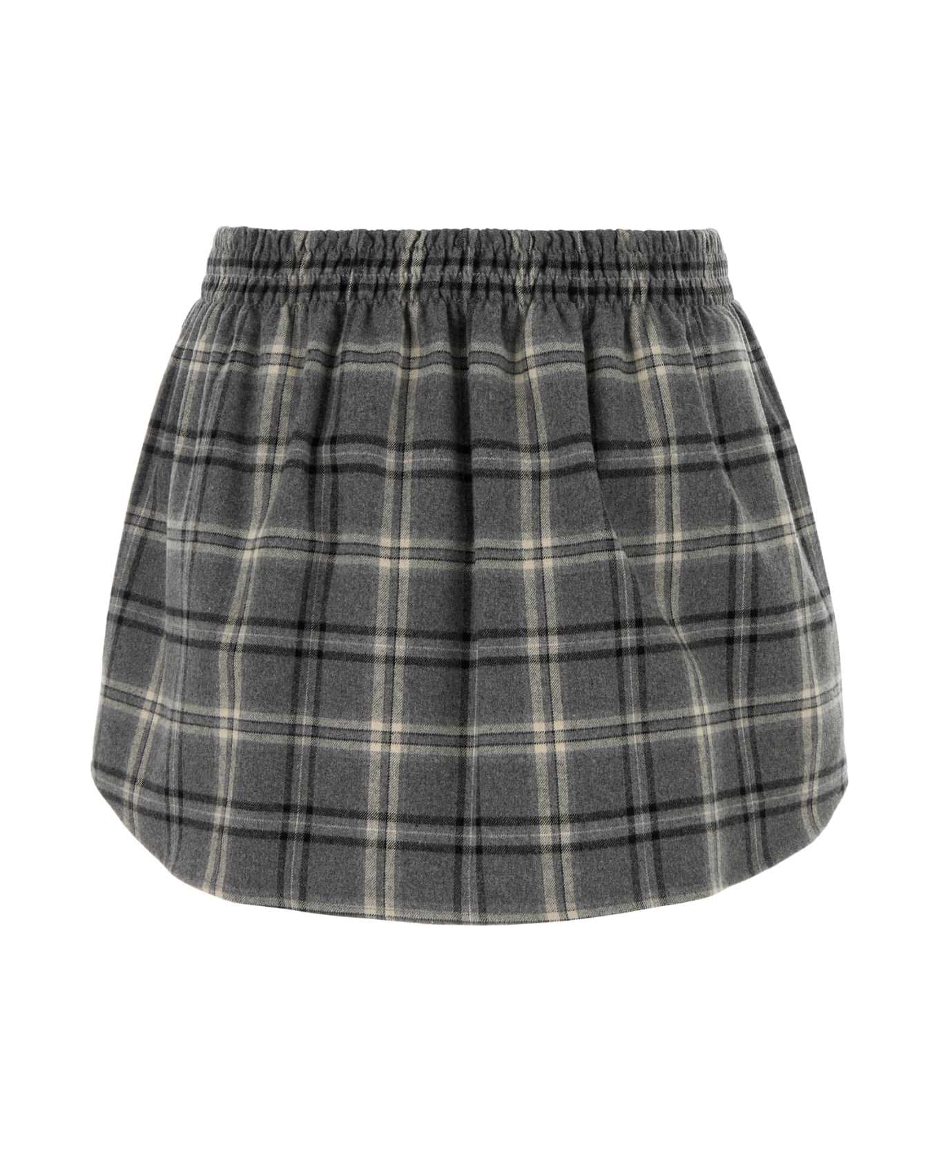 Miu Miu Embroidered Flannel Mini Skirt - ARDESIA