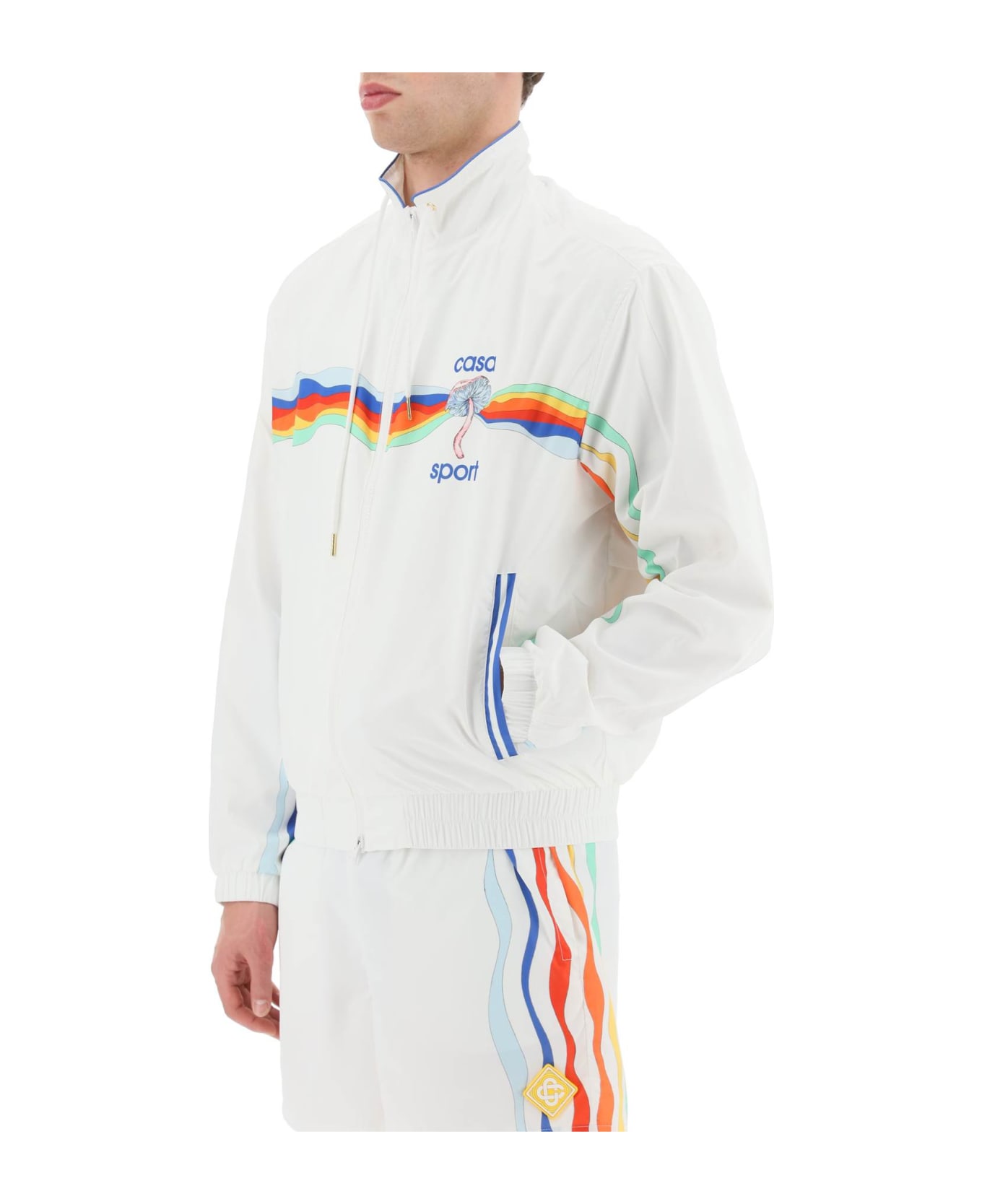 Casablanca Casual Jacket In White Polyester - MIND VIBRATIONS (White) ニットウェア