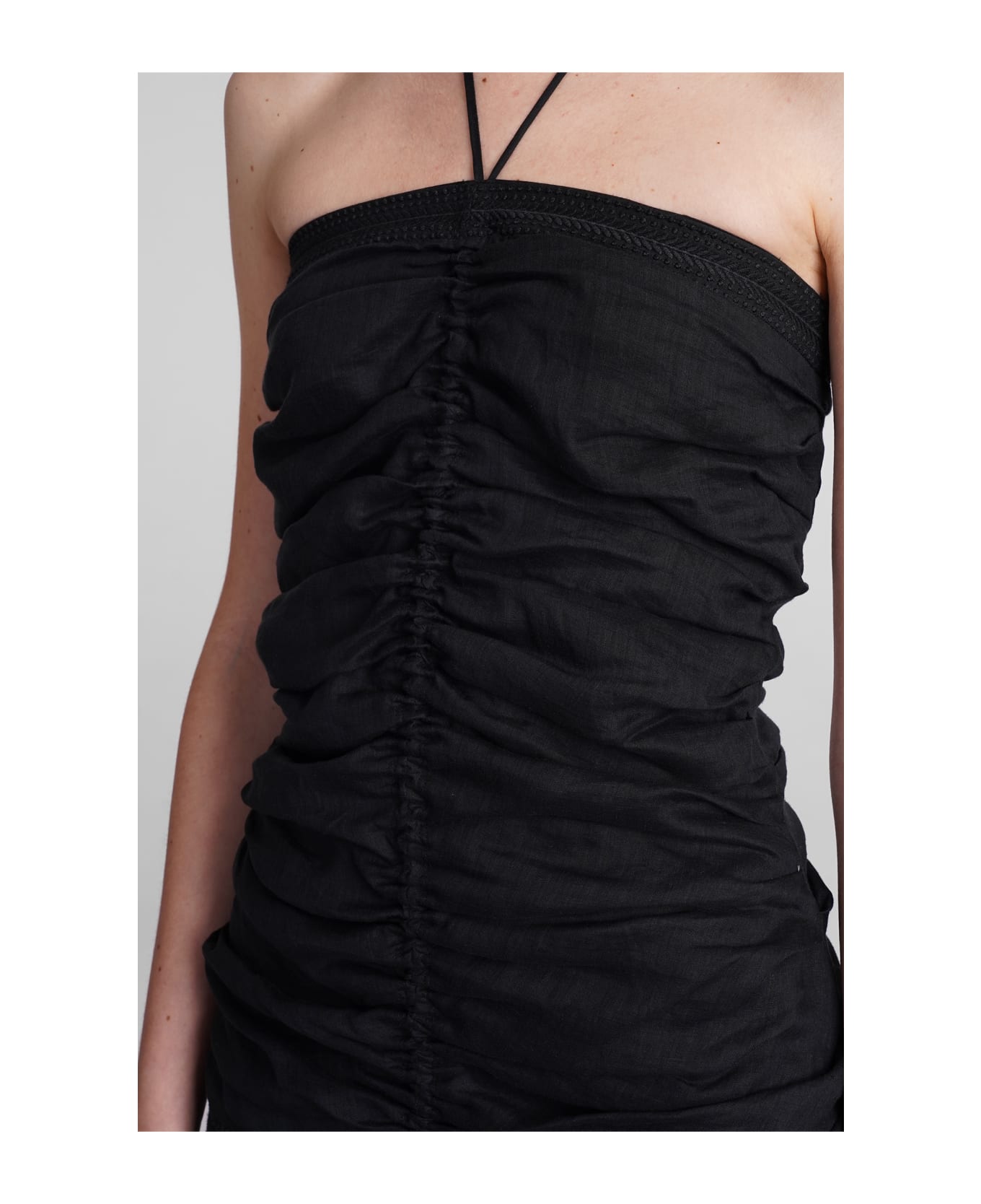 Isabel Marant Emanuela Dress In Black Ramie - black ワンピース＆ドレス