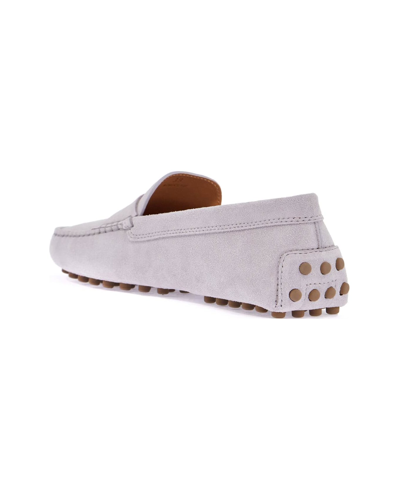 Tod's Light Grey Suede Leather Driving Moccasin - Grigio