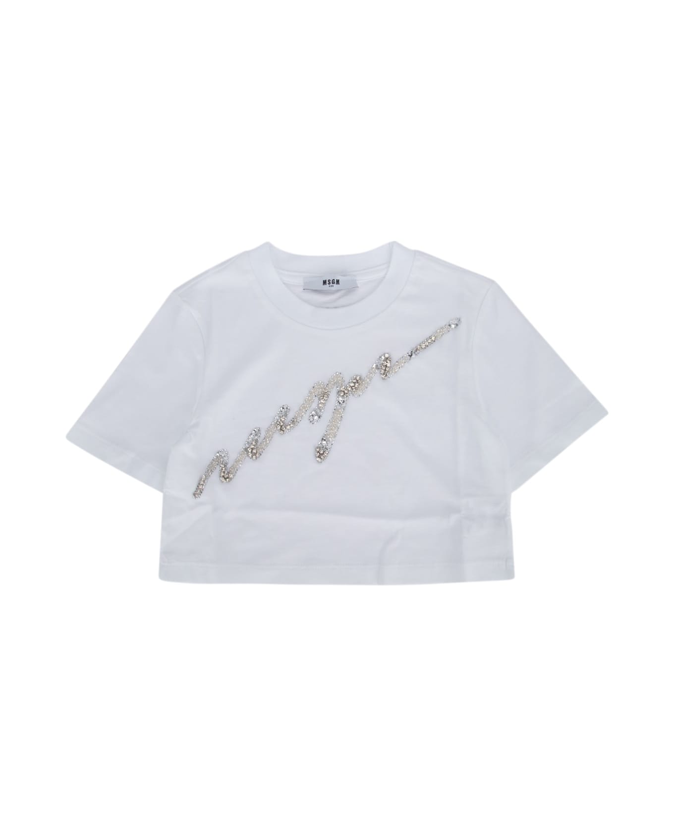 MSGM T-shirt Crop Girl - BIANCO/WHITE Tシャツ＆ポロシャツ