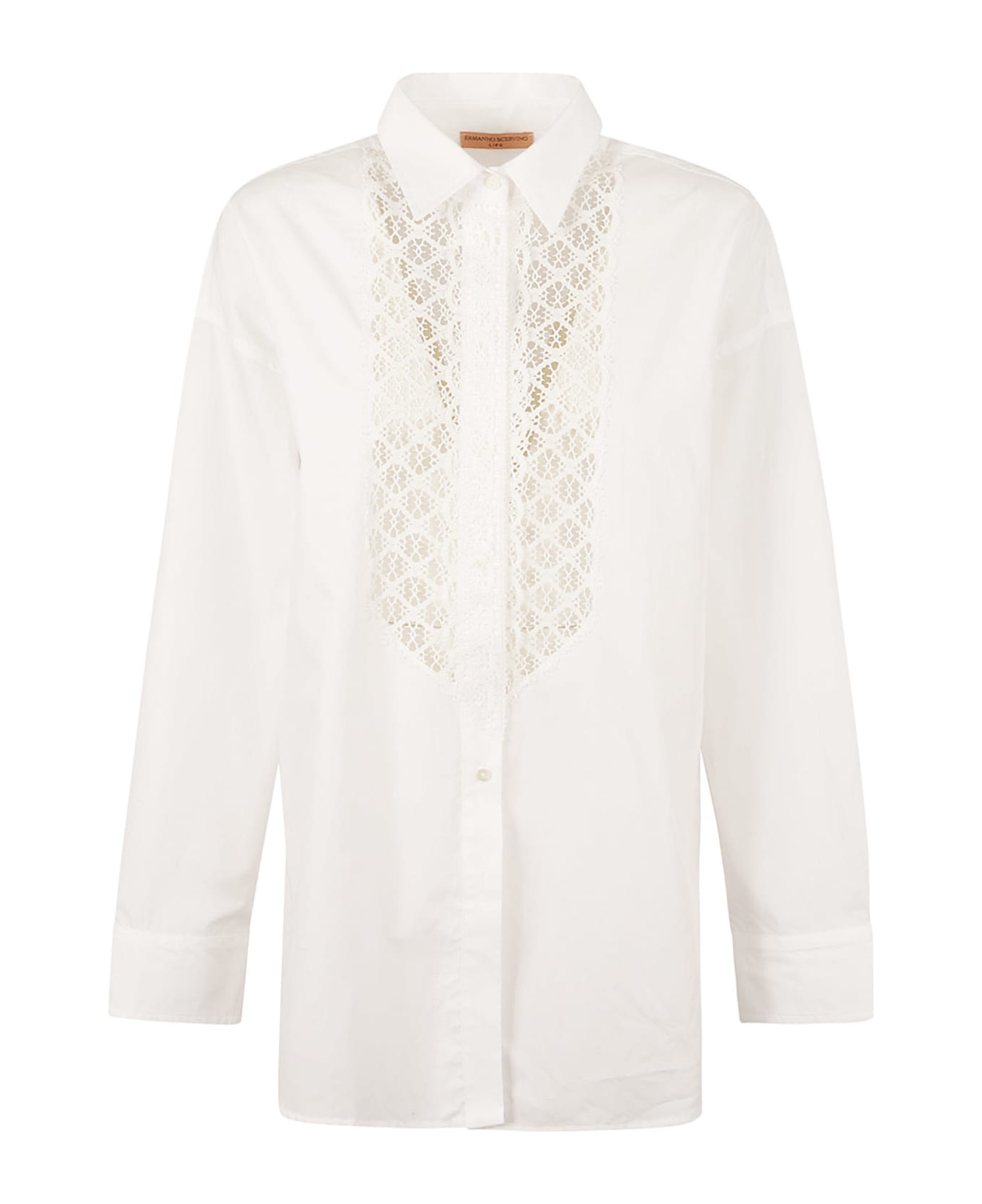 Ermanno Scervino Lace Paneled Oversize Shirt - Bright White