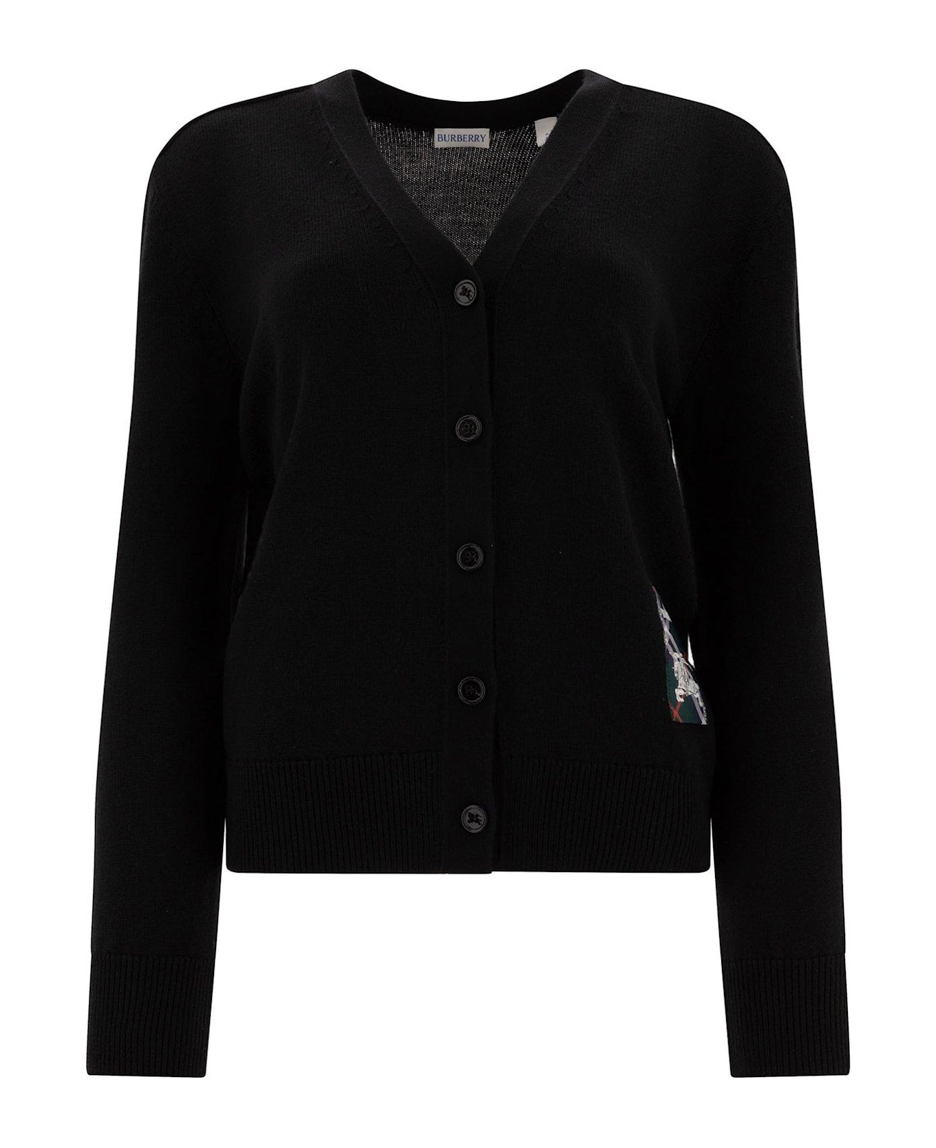 Burberry Logo Patch Knitted Cardigan - Black