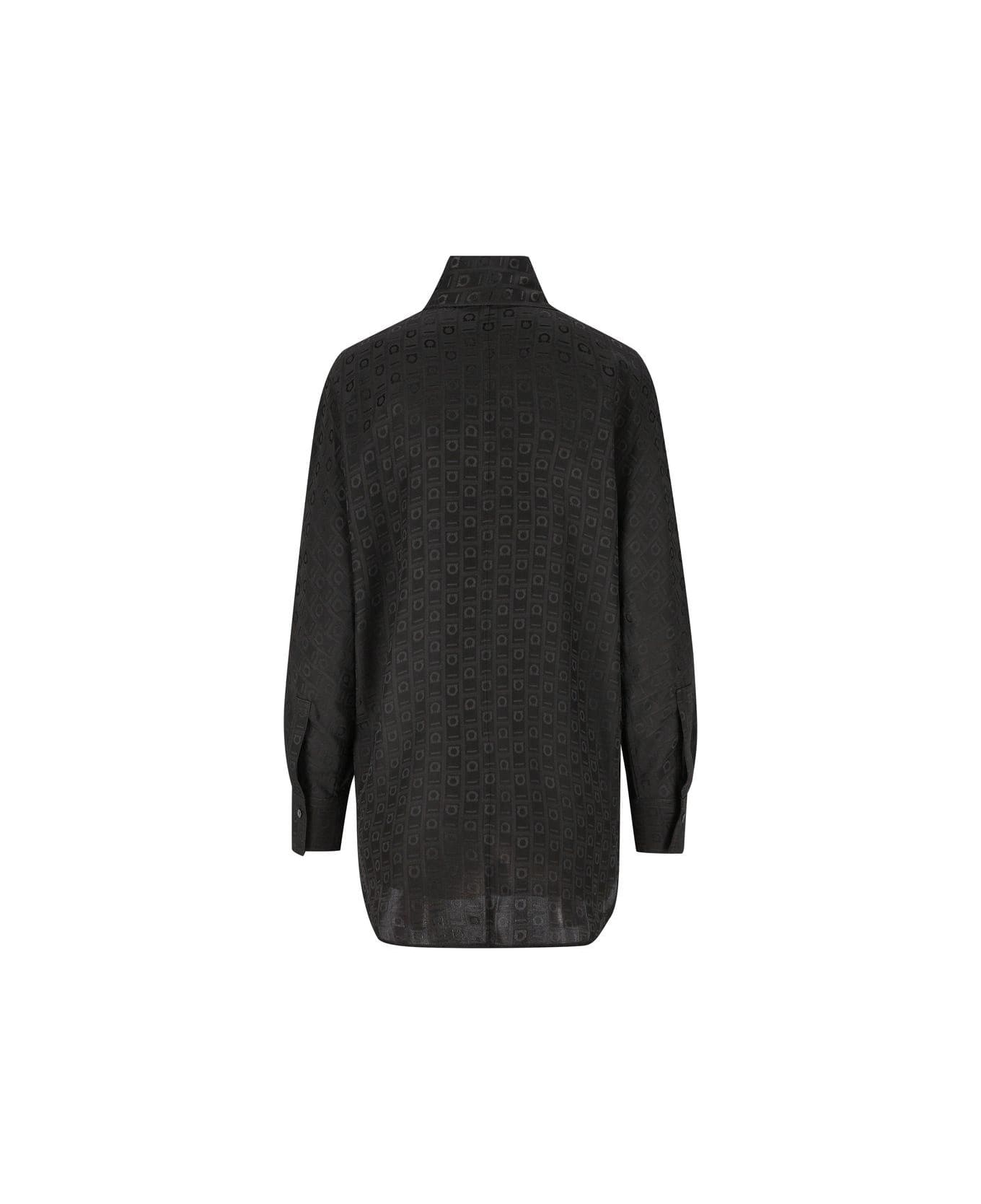 Ferragamo Sash Collar Blouse - BLACK