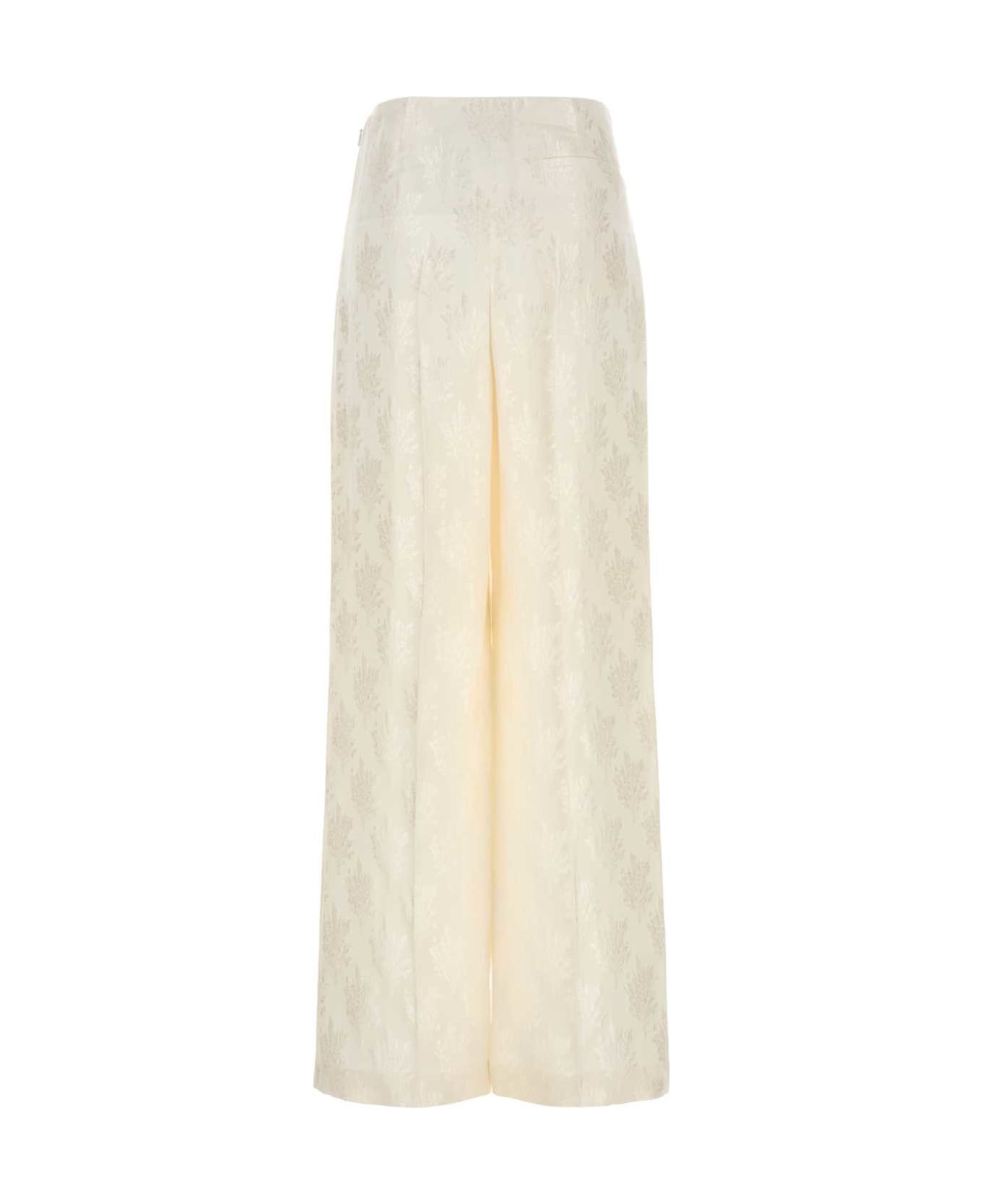 Fendi White Silk Wide-leg Pant - White