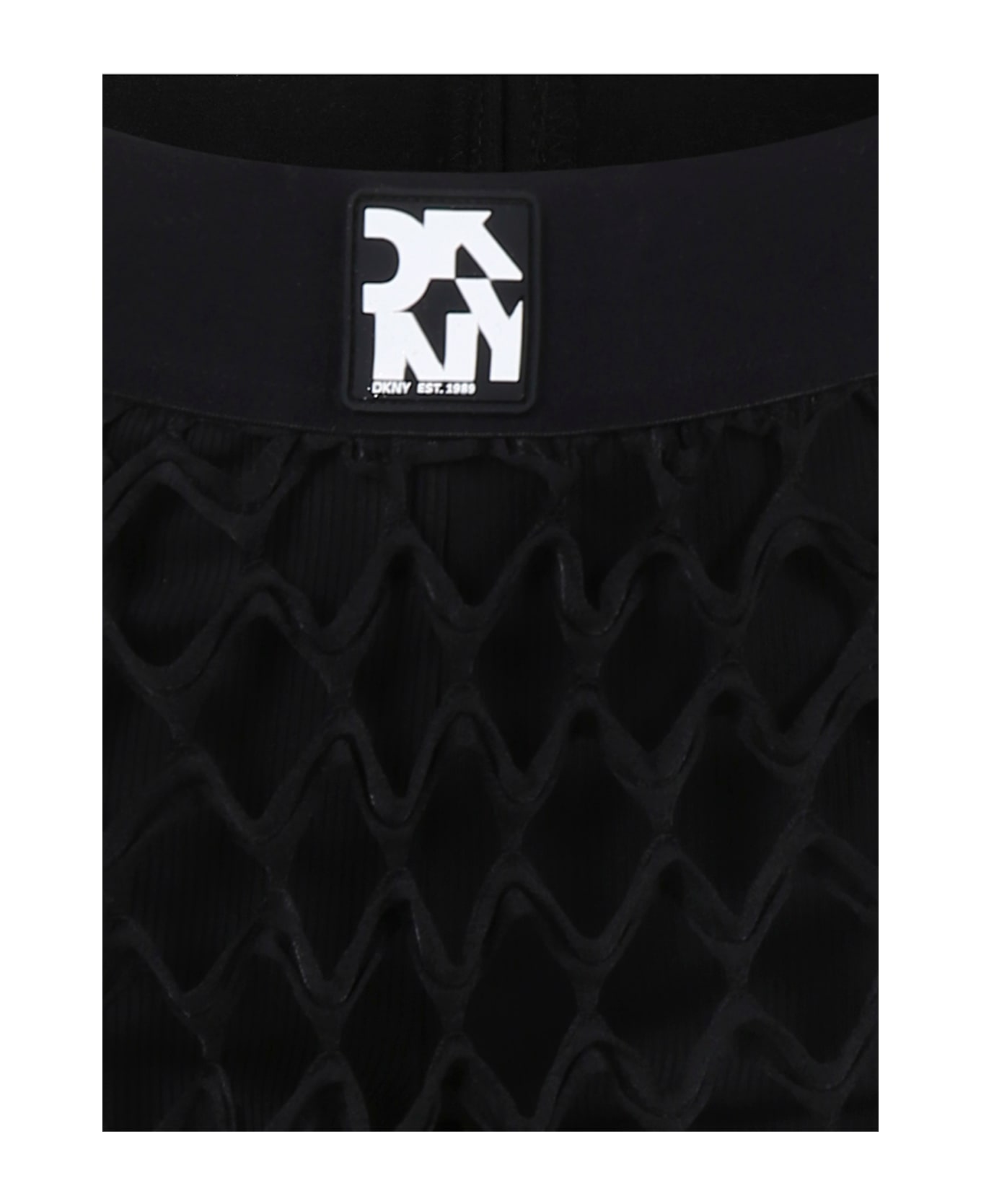 DKNY Black Shorts For Girl With Logo - Black