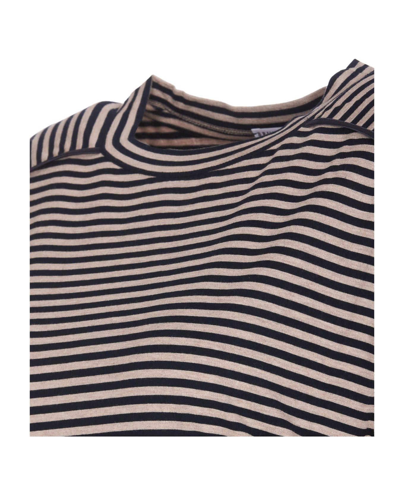 Brunello Cucinelli Striped Crewneck T-shirt - NEUTRALS/BLUE
