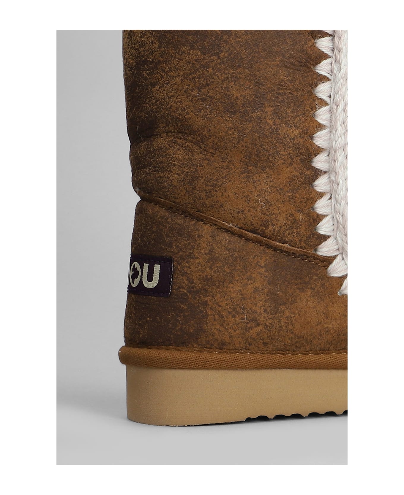 Mou Eskimo 24 Vintage Low Heels Ankle Boots In Brown Leather - Brown