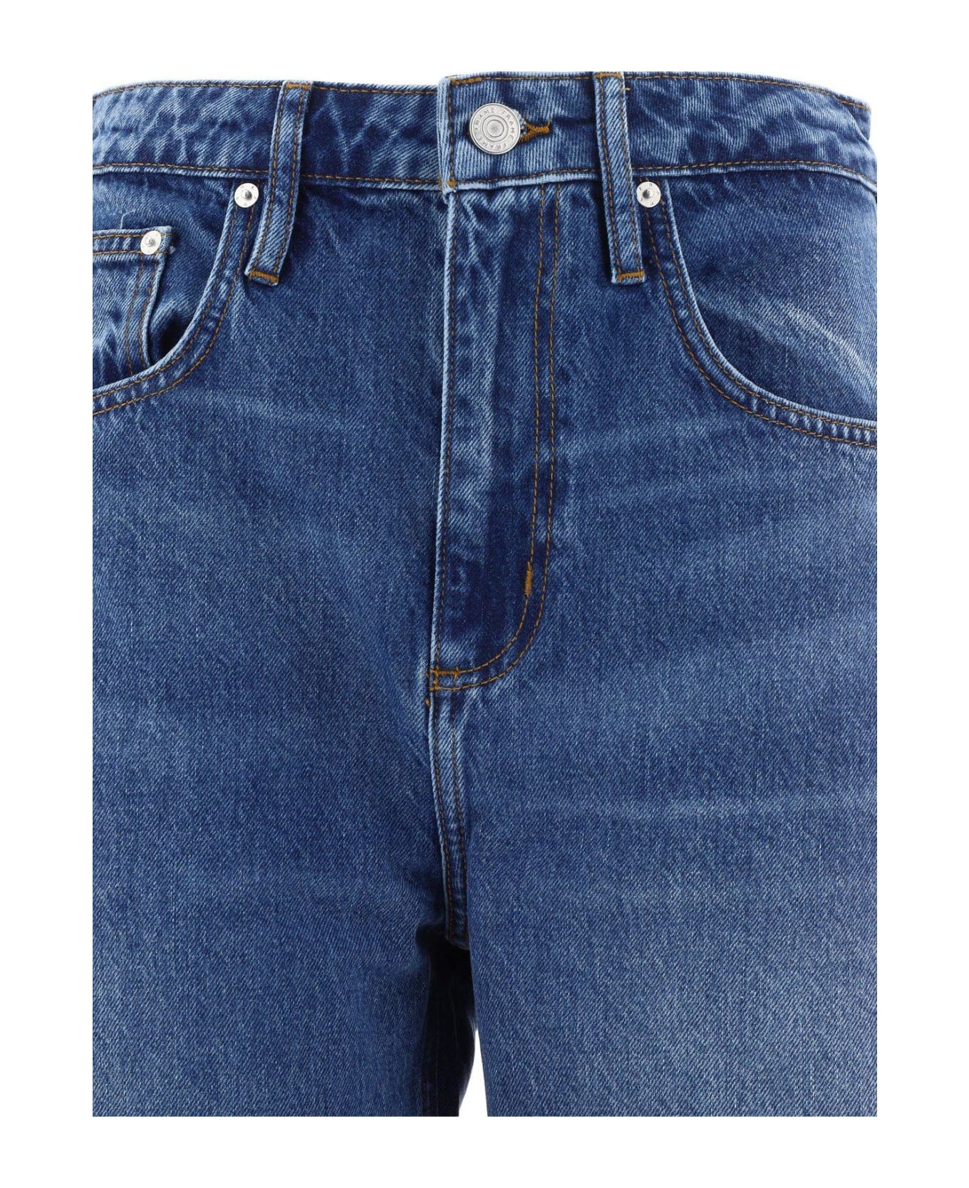 Frame Barrel-leg High-waist Slim Jeans - BLUE