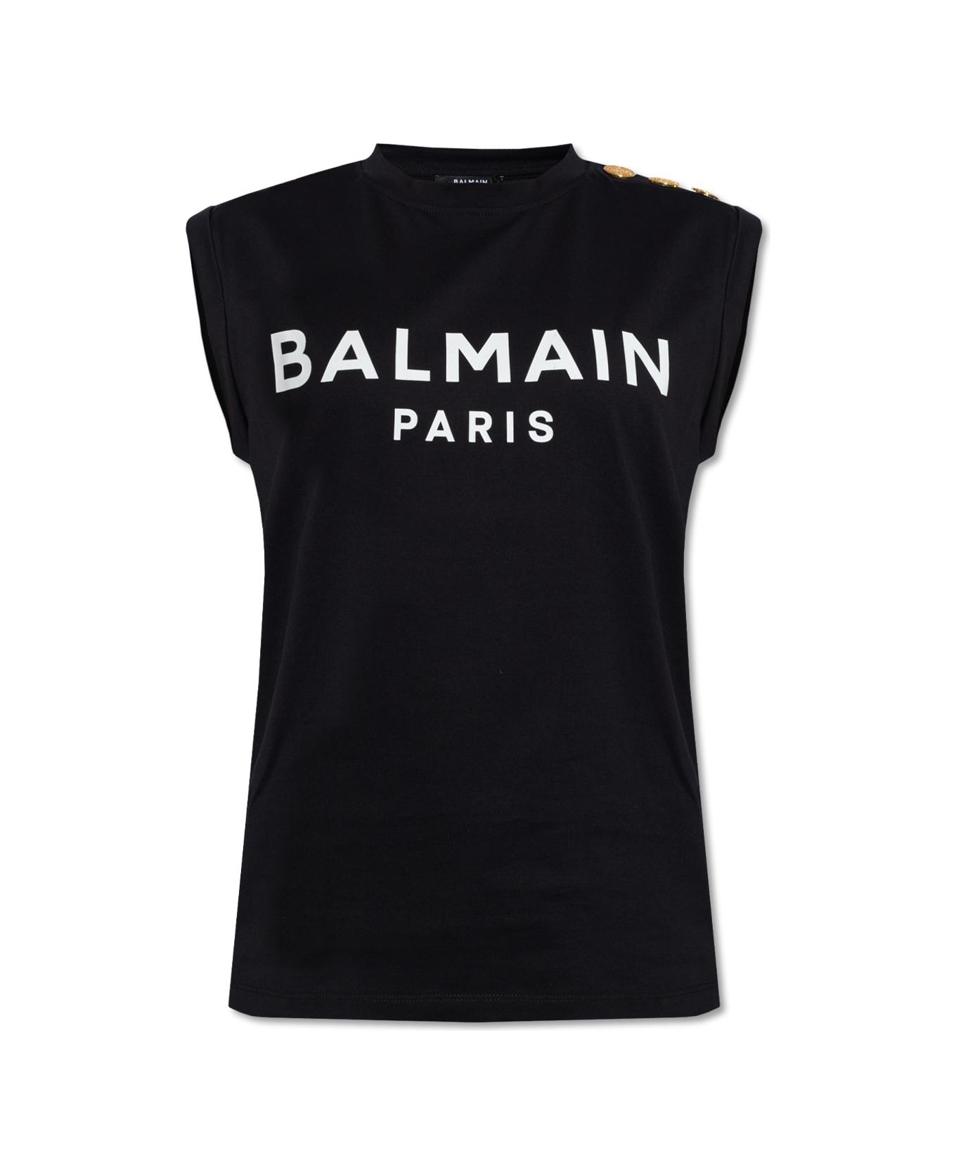 Balmain Logo Top With Embossed Buttons - NERO