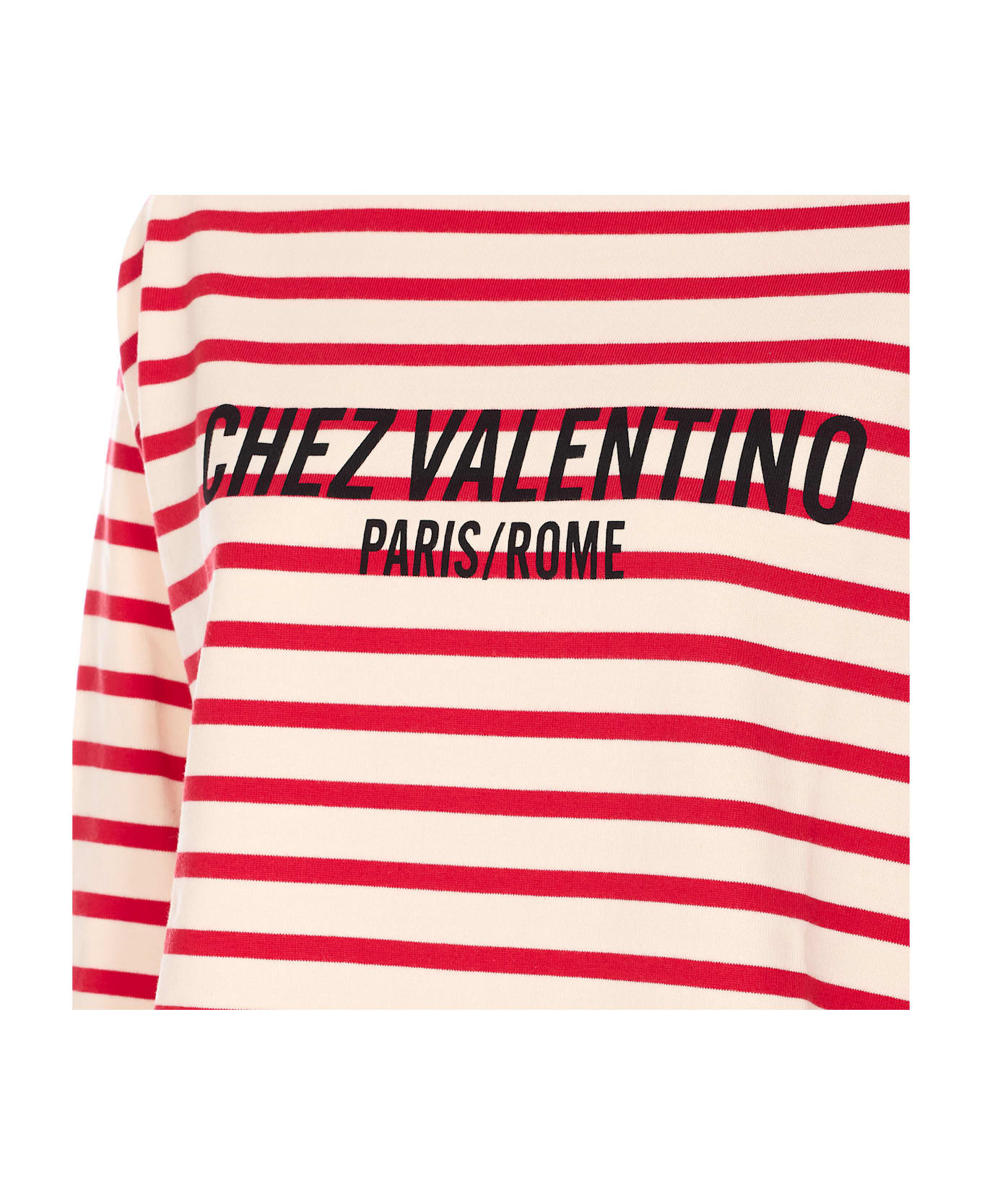 Valentino Garavani Striped Logo Patterned T-shirt - Red