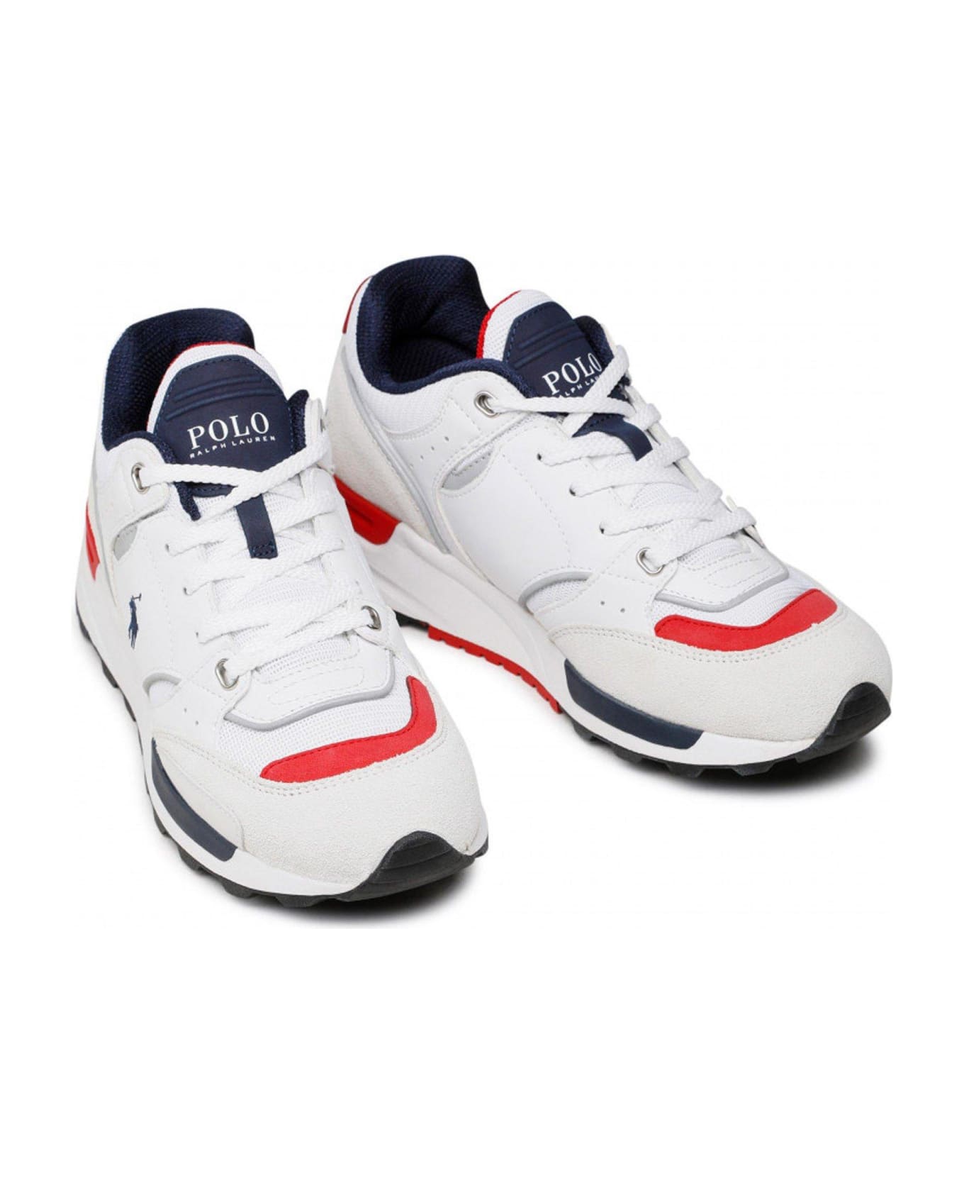 Polo Ralph Lauren Panelled Lace-up Sneakers - Grey/navy/white/red